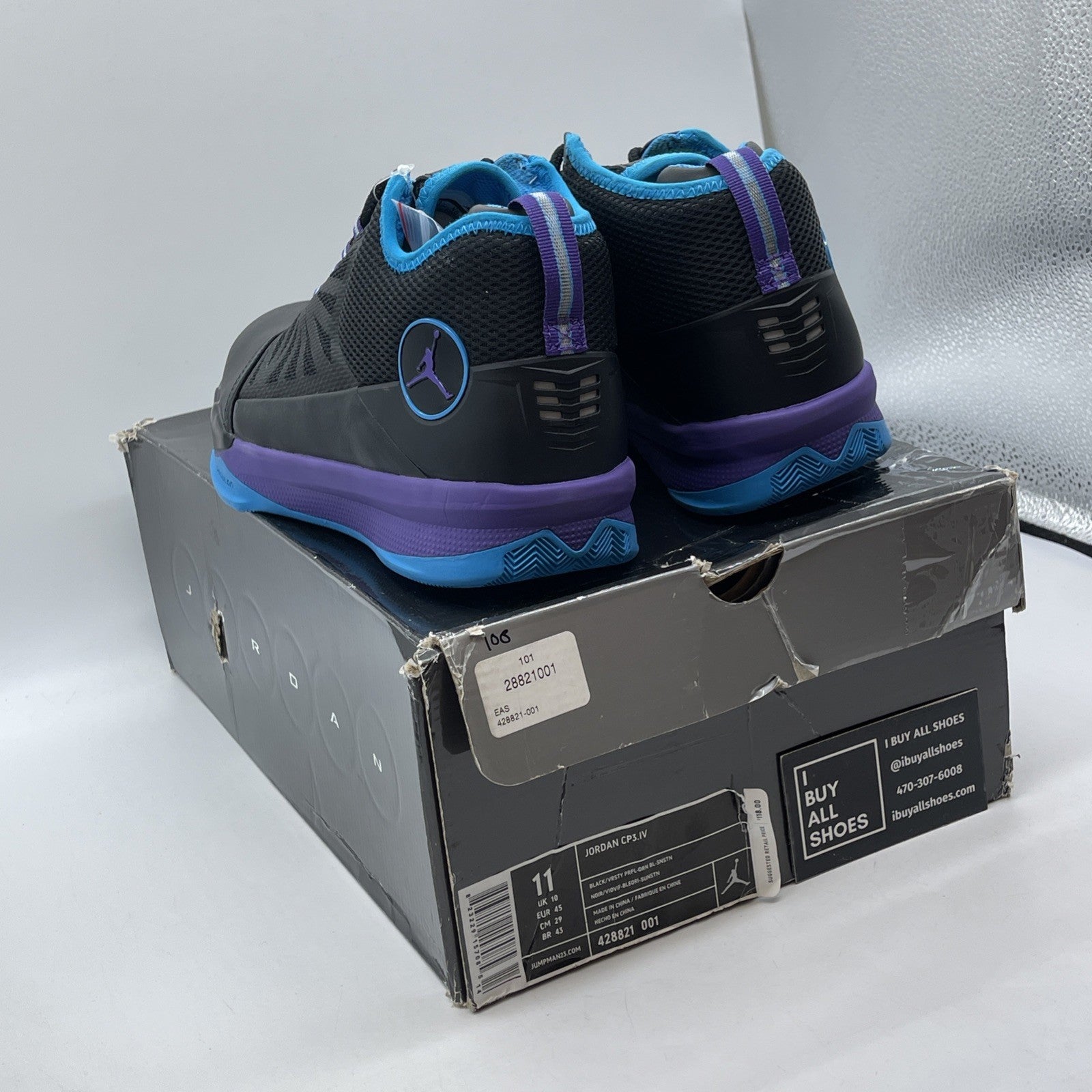Size 11 - Jordan CP3.IV Black Purple Yellow Leather Suede (428821-001)