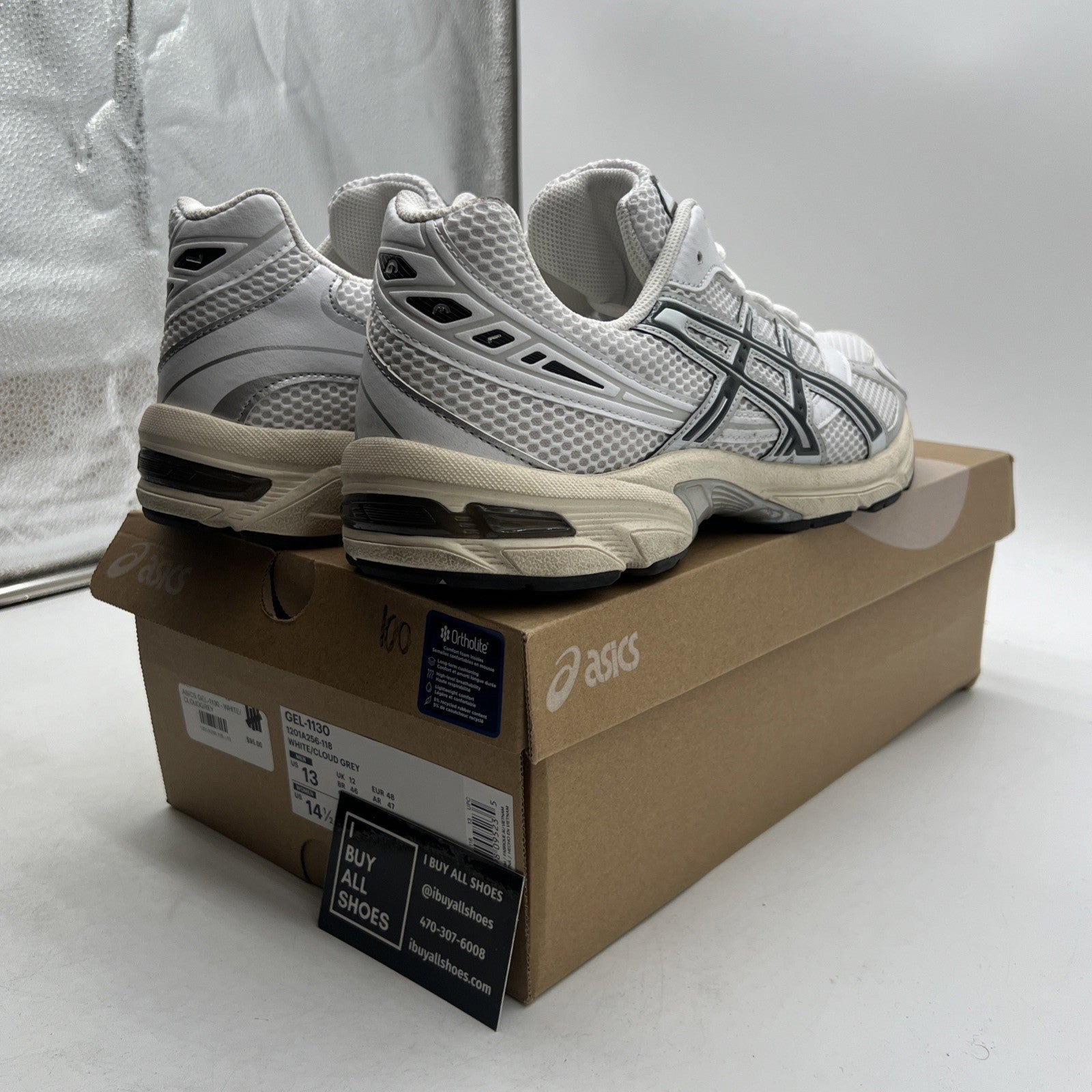 Size 13 - ASICS Gel 1130 White Cloud Grey (1201A256-118)