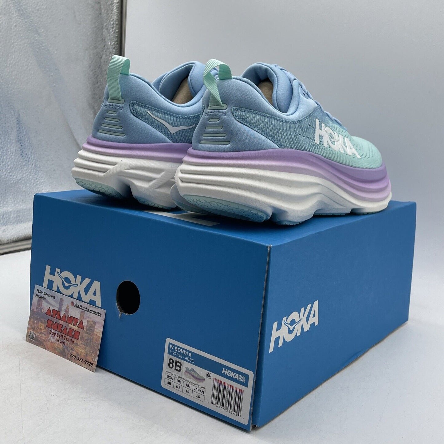 Size 8W - Hoka One One Bondi 8 Airy Blue Sunlit Ocean Blue (1127952-ABSO)