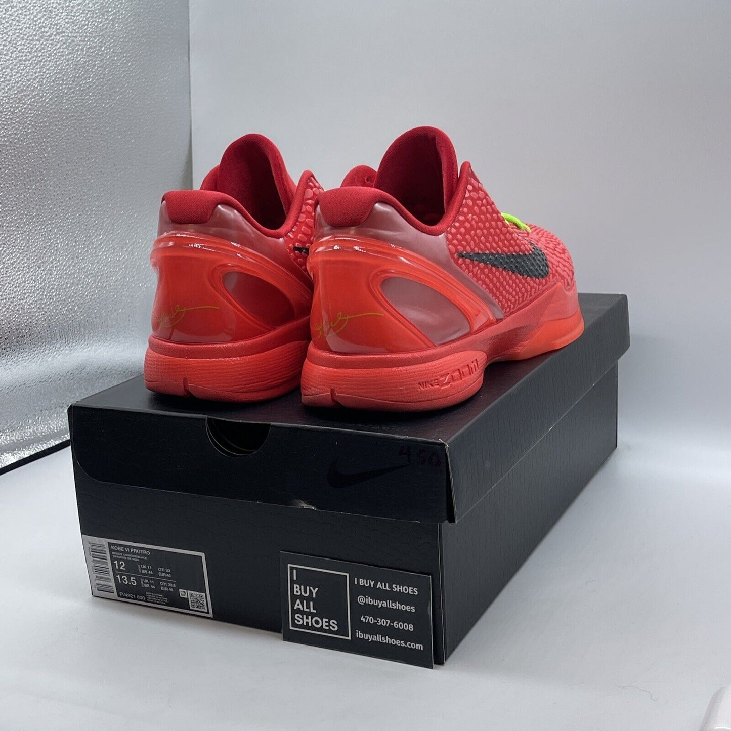 Size 12 - Nike Kobe 6 Protro Low Reverse Grinch Black Red Leather (FV4921-600)