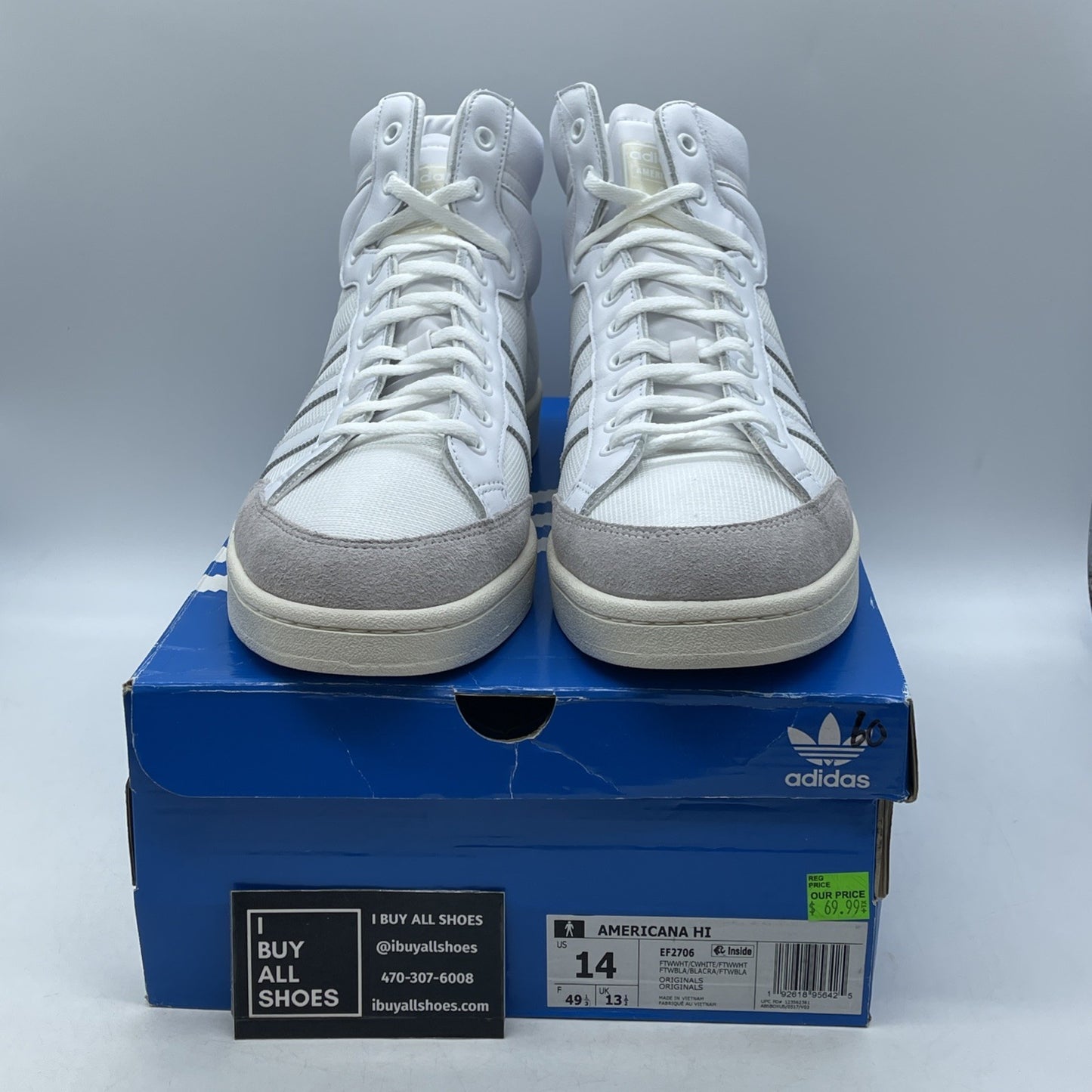 Size 14 - adidas Americana HI White (EF2706)