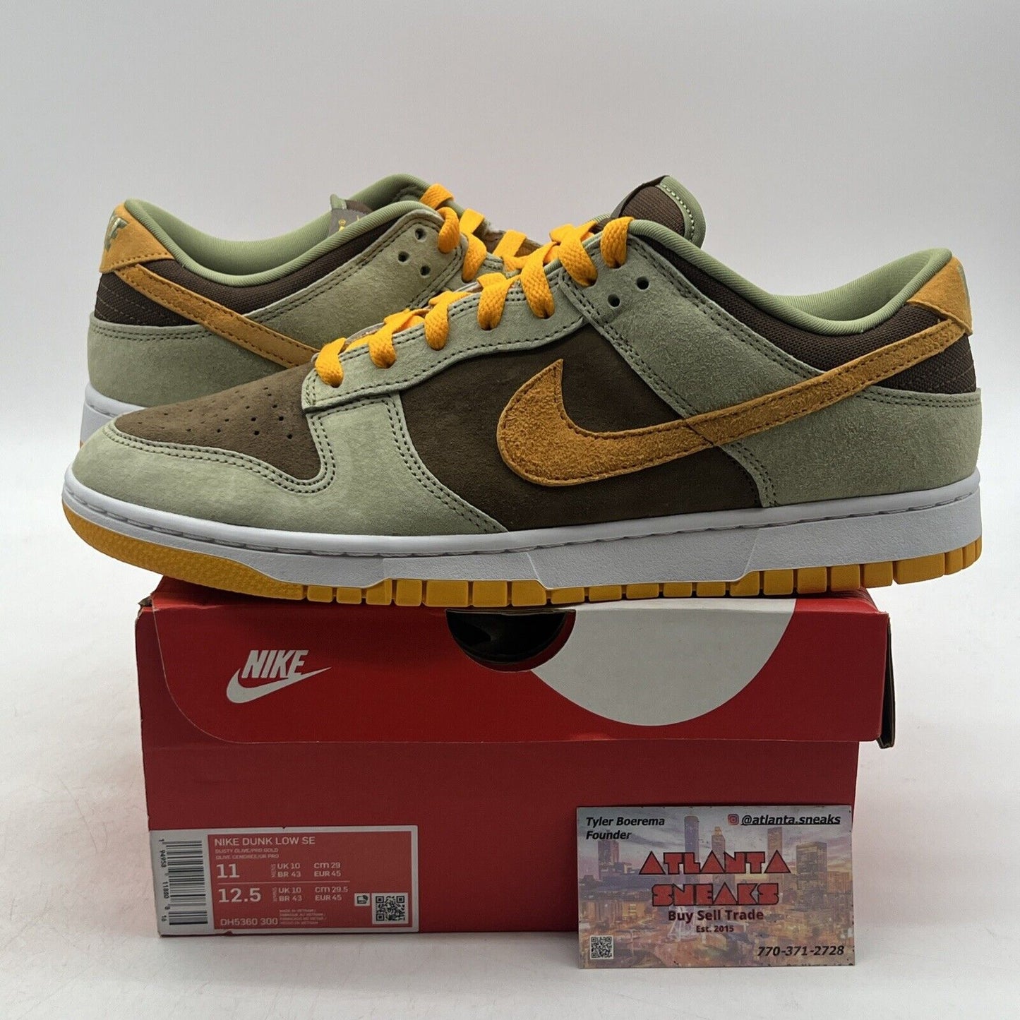 Size 11 - Nike Dunk Low Dusty Olive Brown Orange Suede White (DH5360-300)