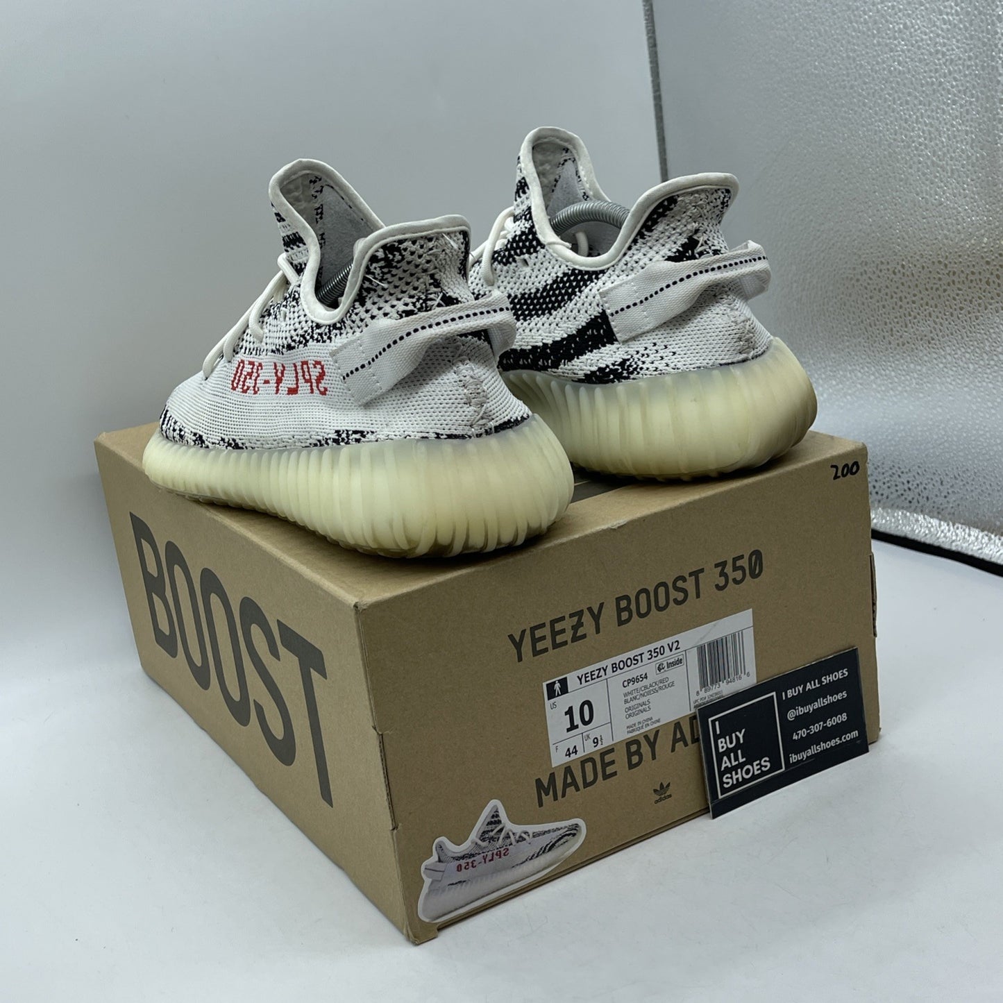 Size 10 - adidas Yeezy Boost 350 V2 Low Zebra White Black Suede (CP9654)