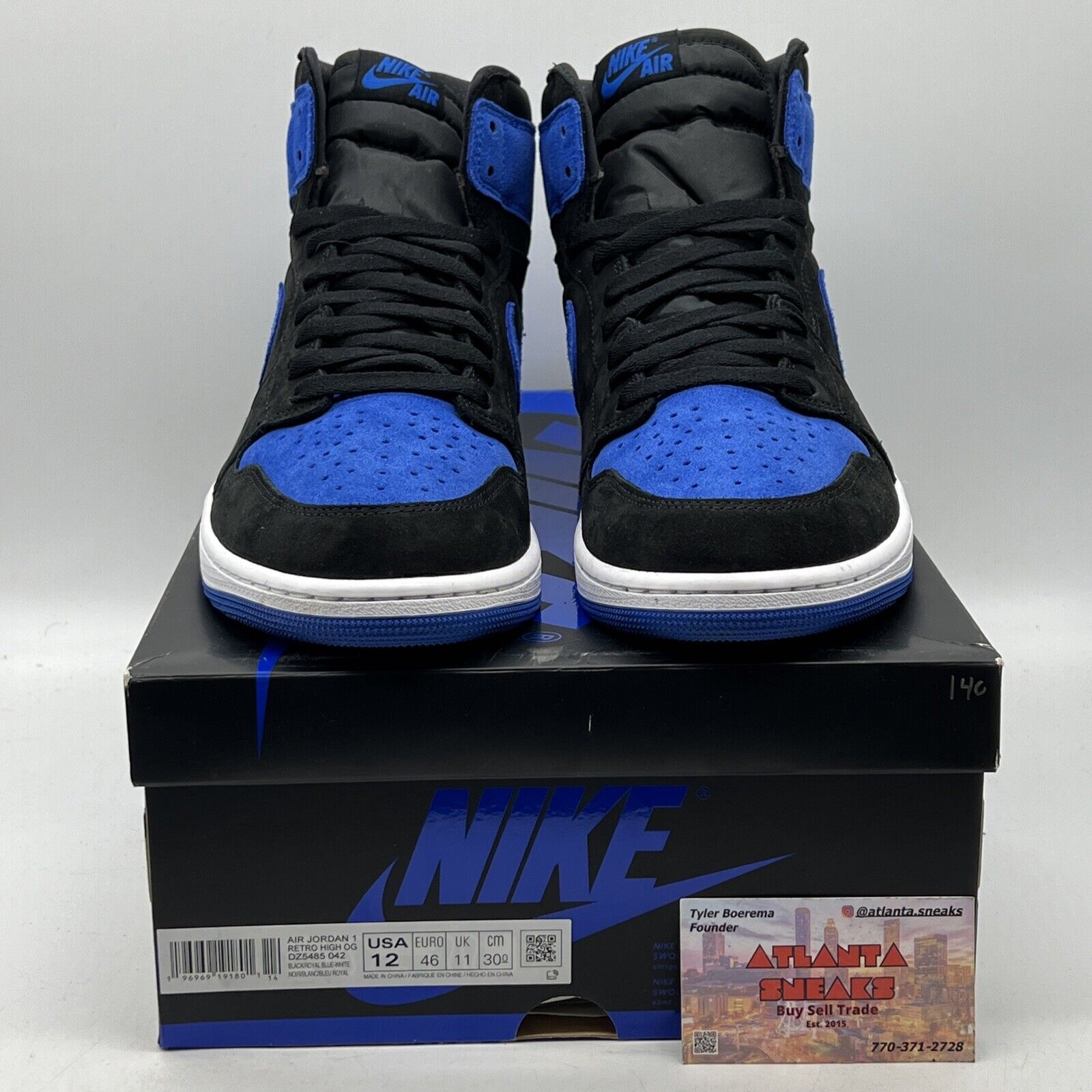 Size 12 - Jordan 1 Retro OG High Royal Reimagined Black Blue Suede (DZ5485-042)