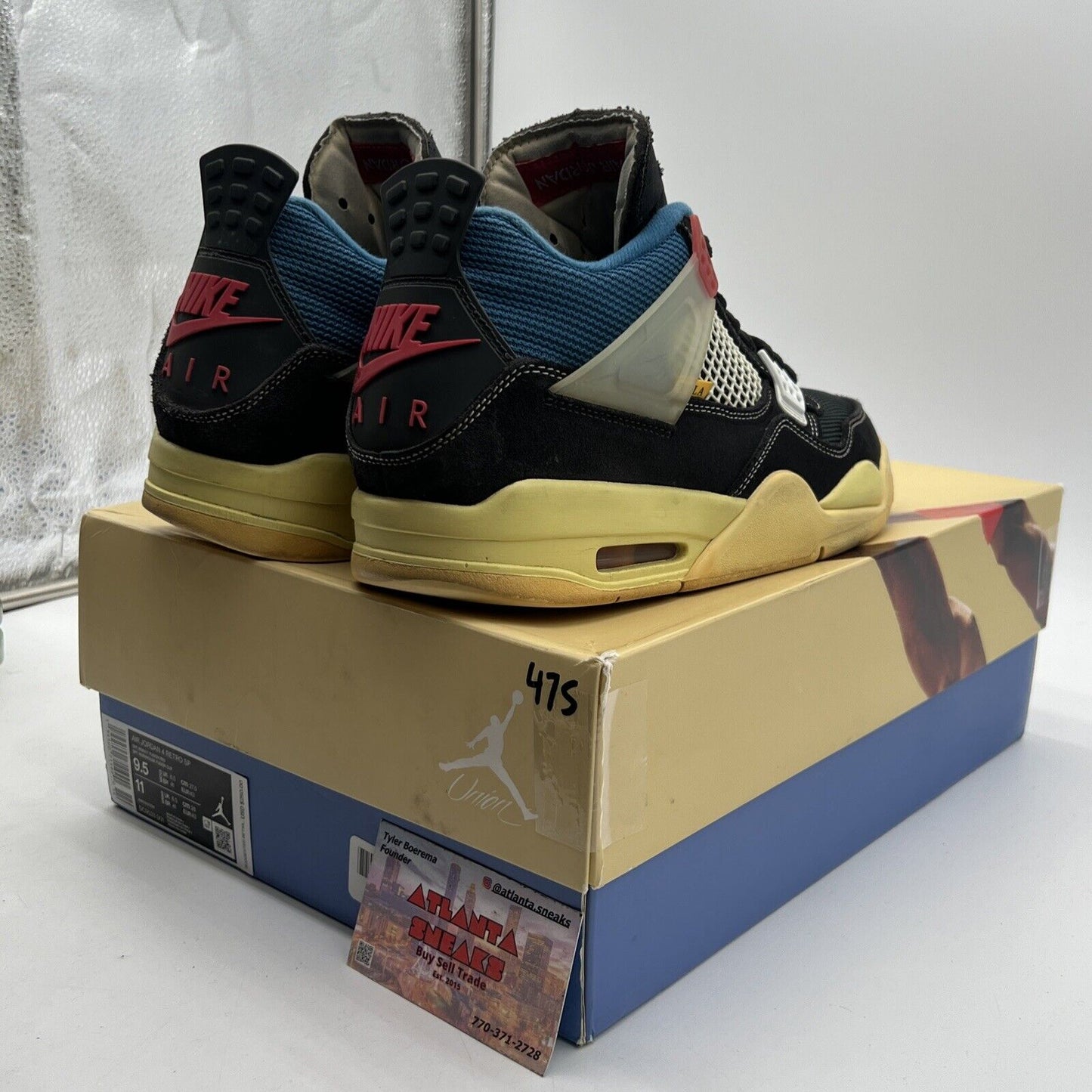 Size 9.5 - Jordan 4 Retro x Union LA Mid Off Noir Black Blue Red (DC9533-001)