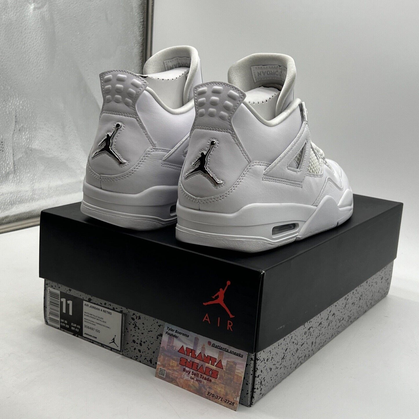Size 11 - Jordan 4 Retro Mid Pure Money Silver Leather (308497-100)