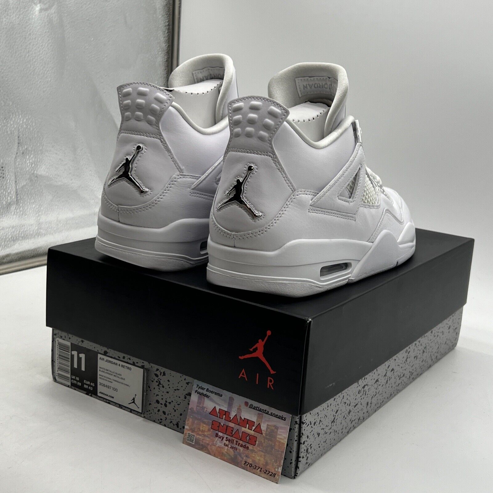 Size 11 - Jordan 4 Retro Mid Pure Money Silver Leather (308497-100)