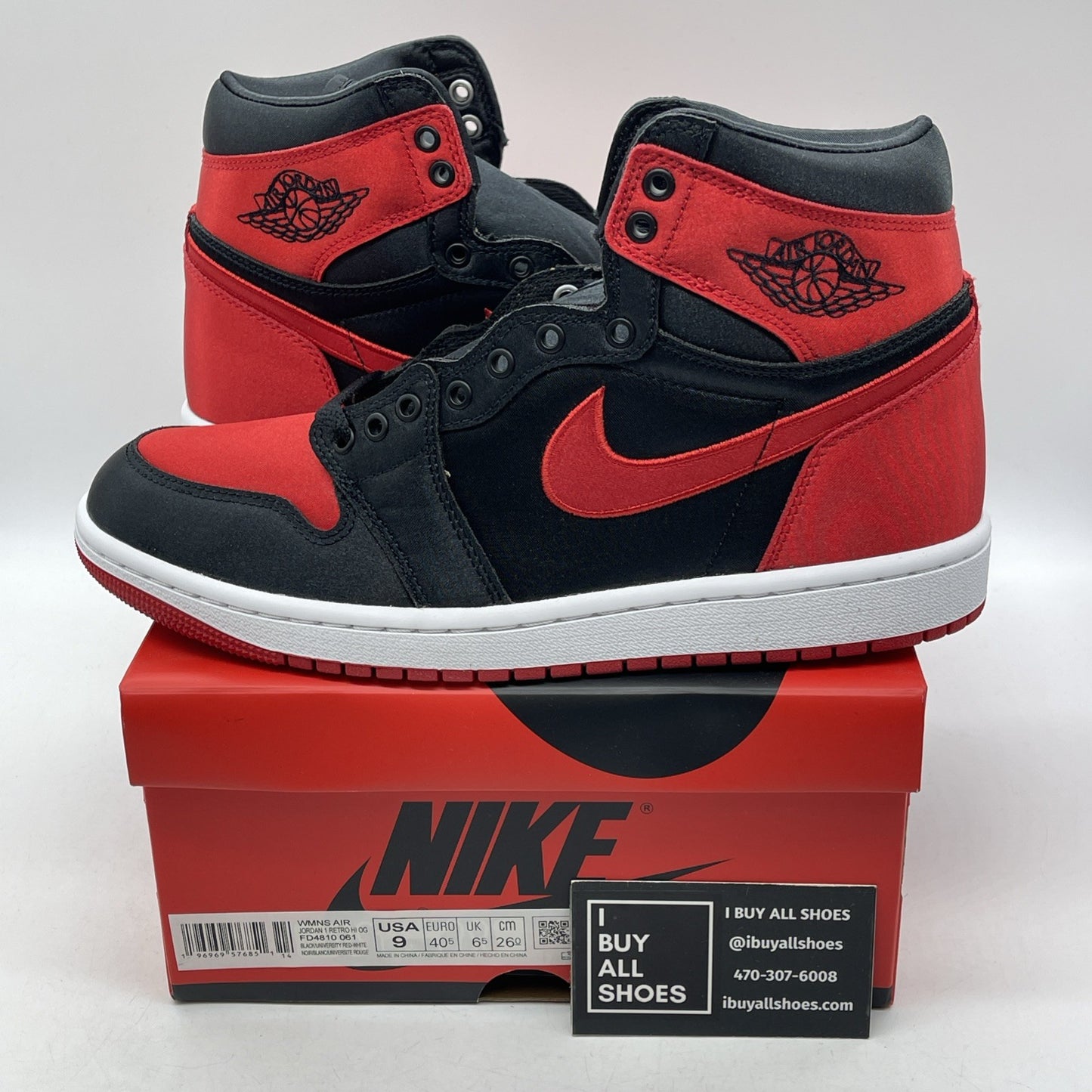 Size 9W - Air Jordan 1 Retro OG 2023 High Satin Bred Black Red (FD4810-061)