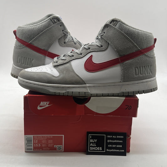 Size 12 - Nike Dunk SE High Athletic Club Light Smoke Grey Gym Red (DJ6152-001)