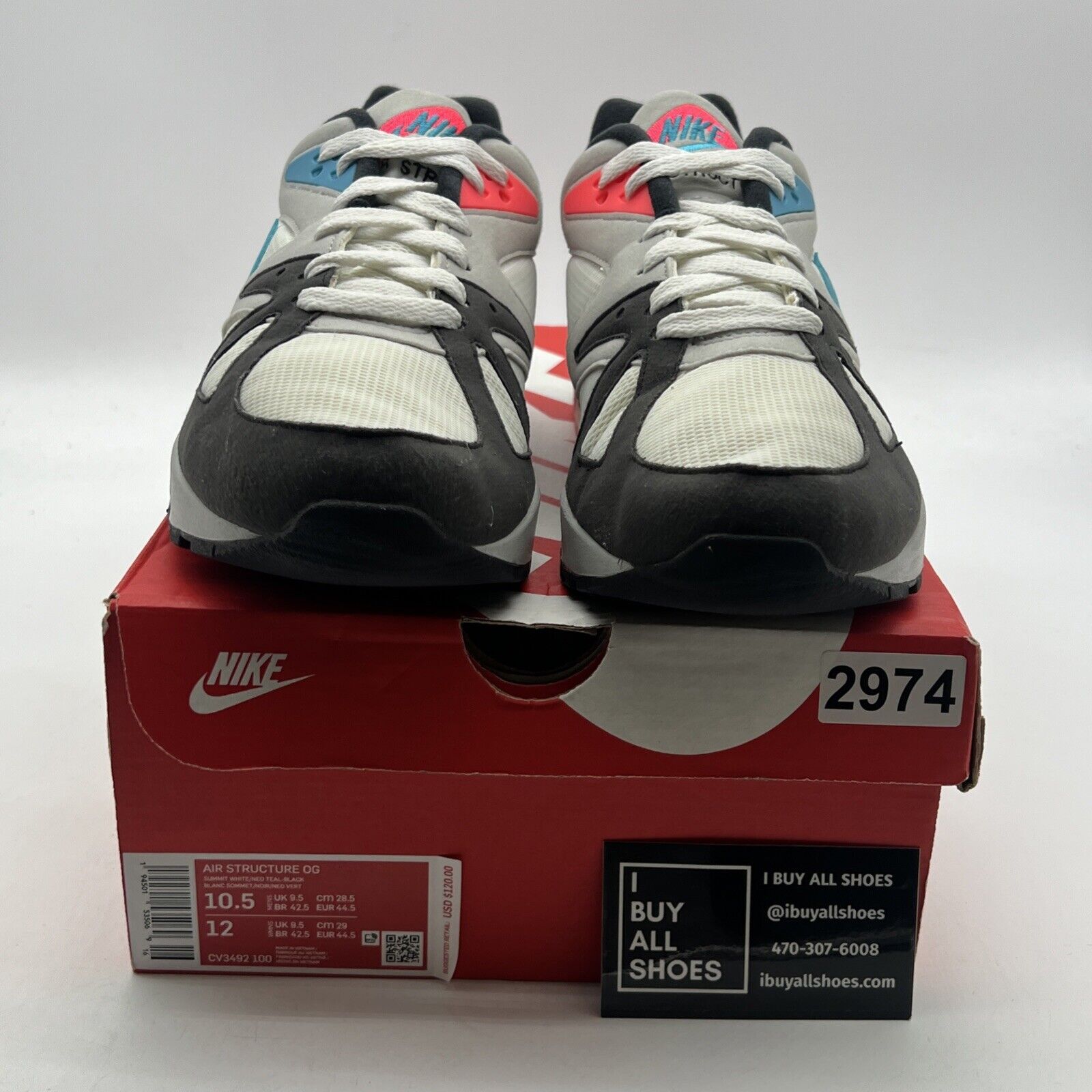 Size 10.5 - Nike Air Structure Triax 91 OG 2021 Neo Teal (CV3492-100)