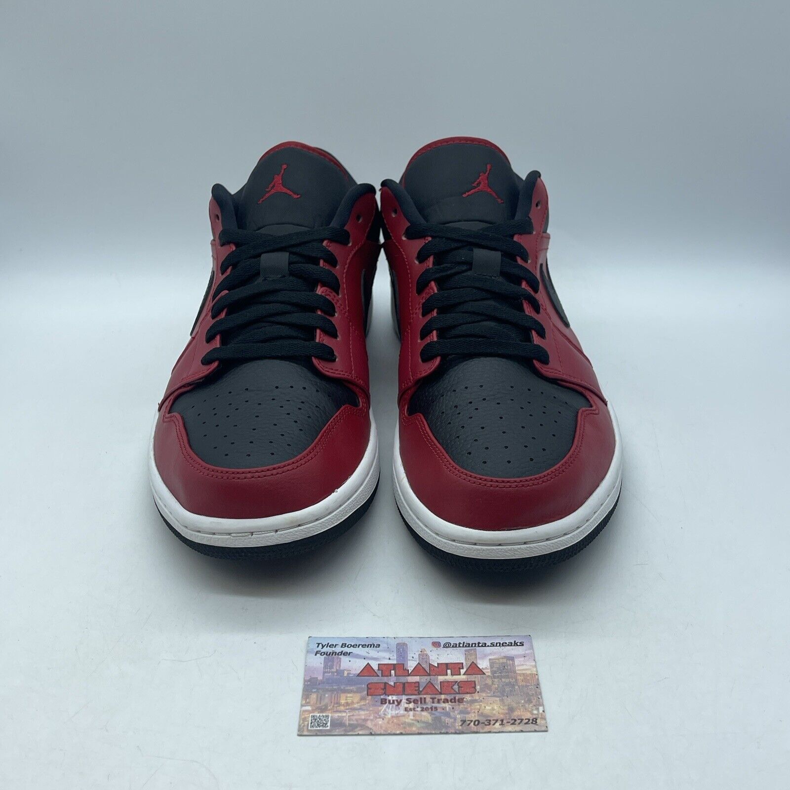 Size 12 - Air Jordan 1 Low Reverse Bred Red Black White Leather (553558-605)