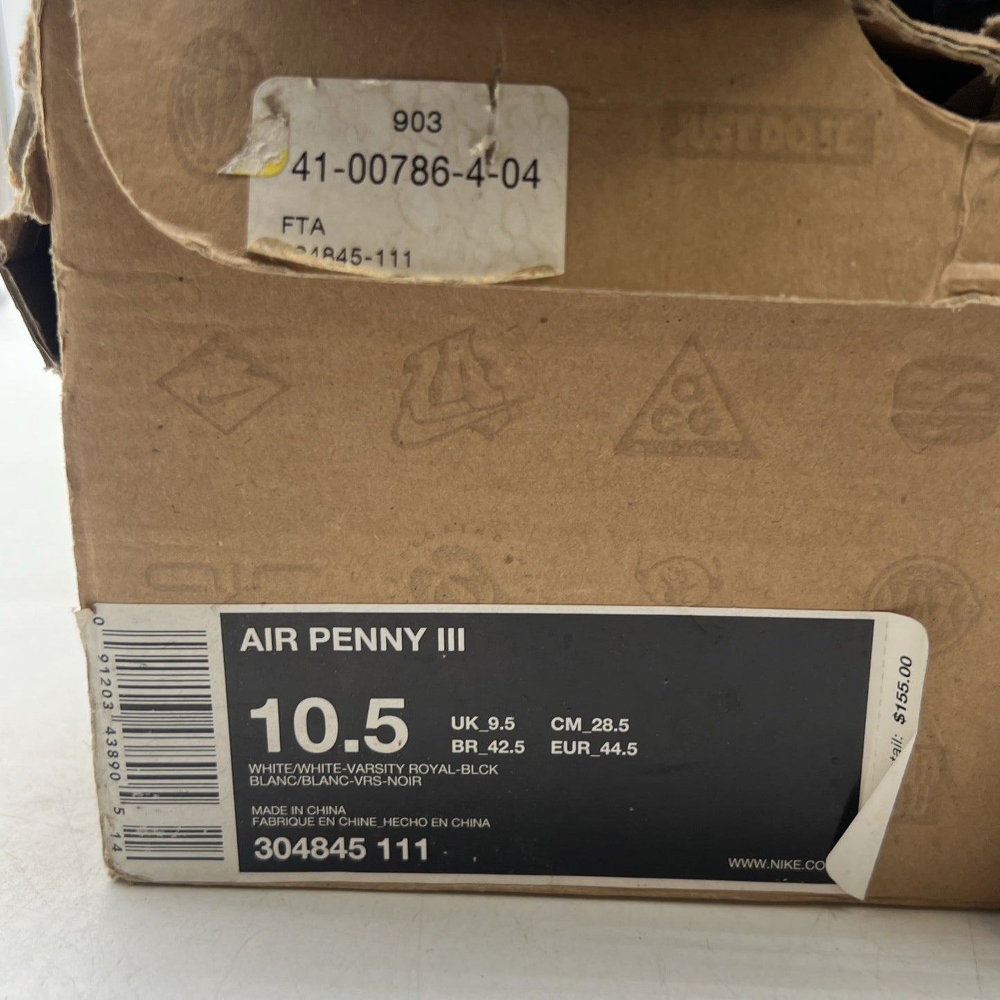 Size 10.5 - Nike Air Penny 3 Retro Royal White (304845-111)