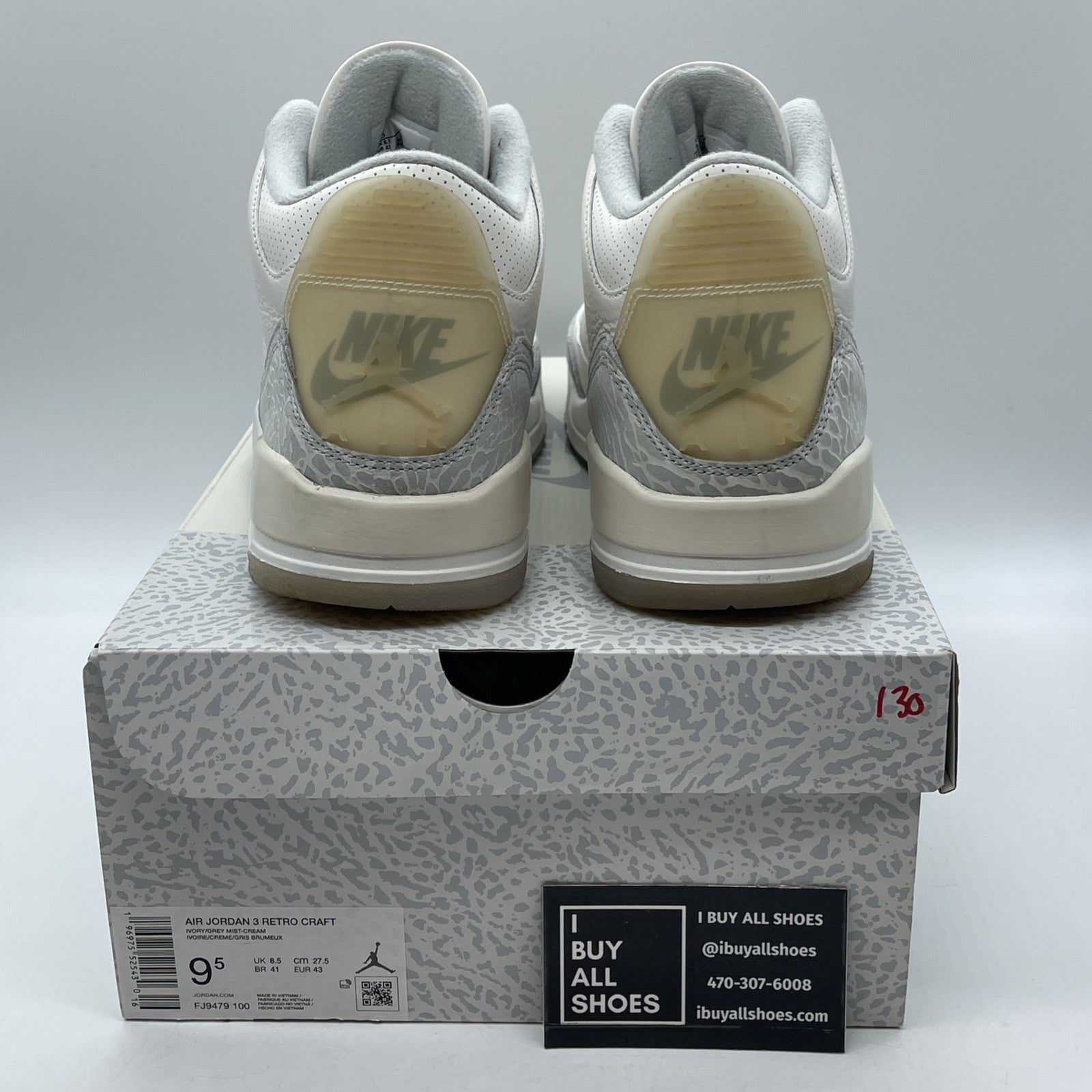 Size 9.5 - Air Jordan 3 Retro Craft Ivory/Grey White Leather (FJ9579-100)