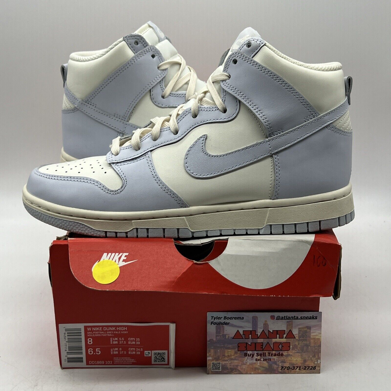 Size 8 - Nike Dunk High Football Grey W White Purple Leather (DD1869-102)