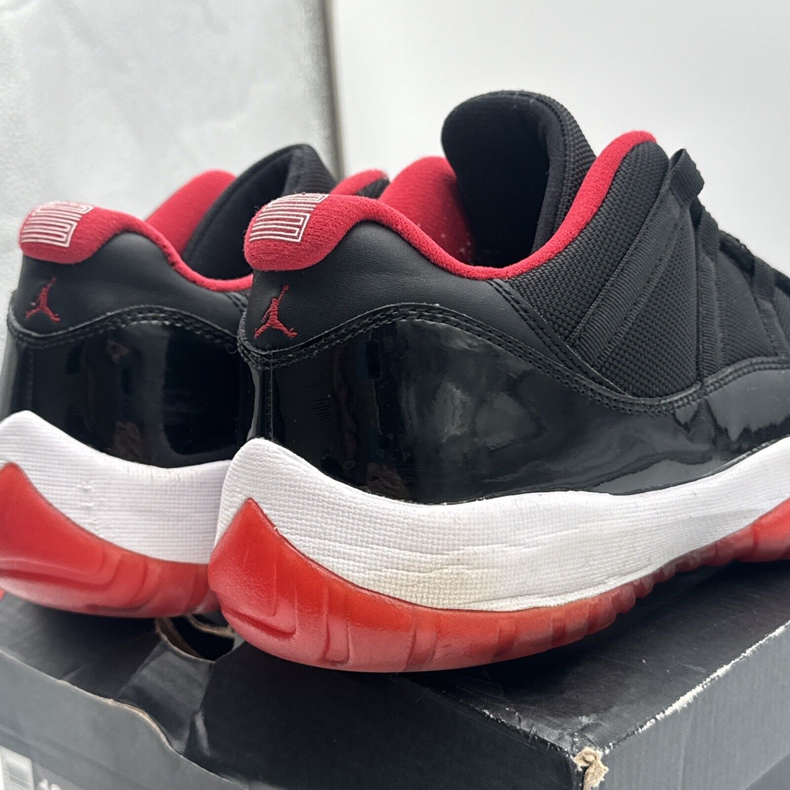 Size 12 - Jordan 11 Retro Low bred 2015 Black White Patent With Box Red Classic