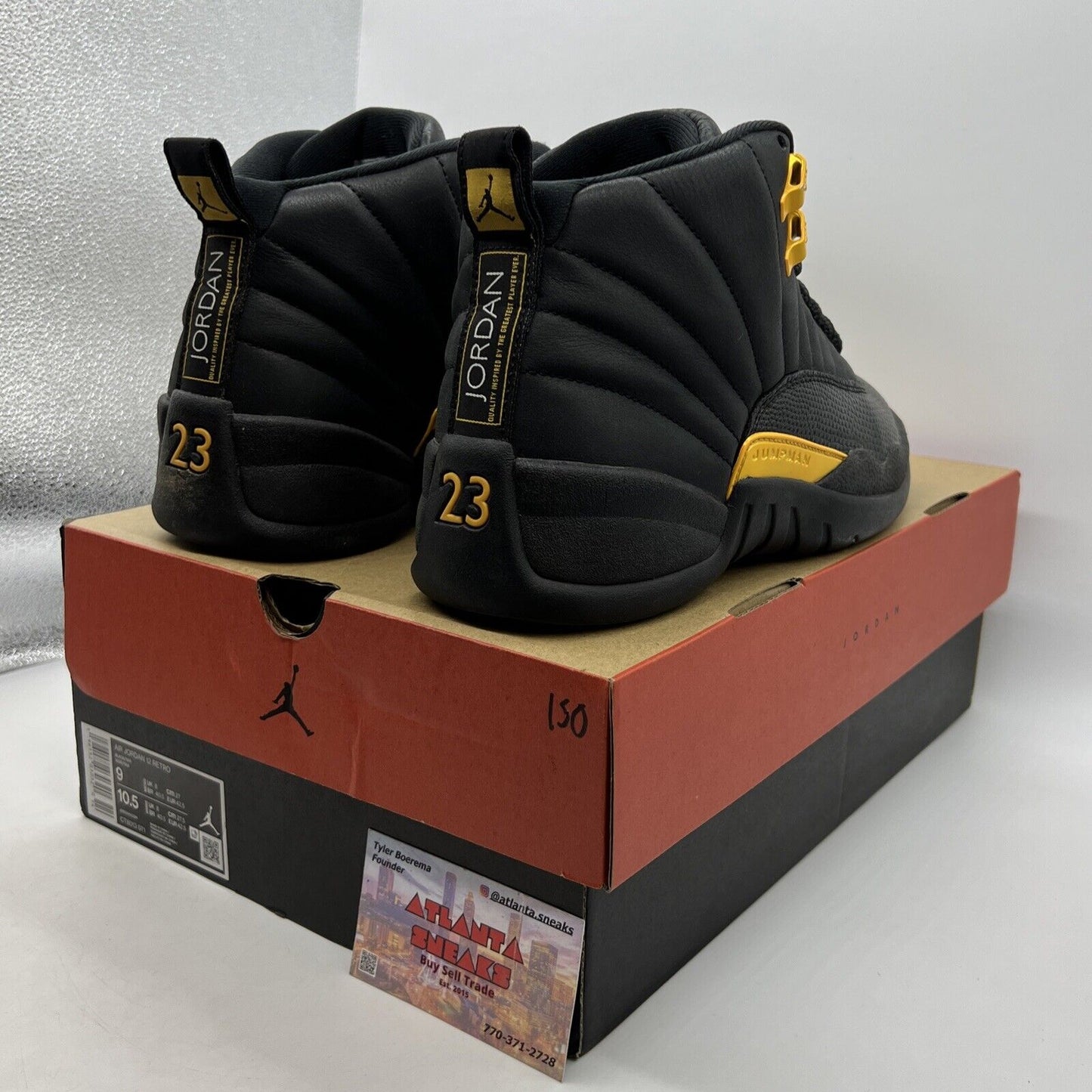 Size 9 - Jordan 12 Retro Mid Black Taxi Yellow Leather (CT8013-071)