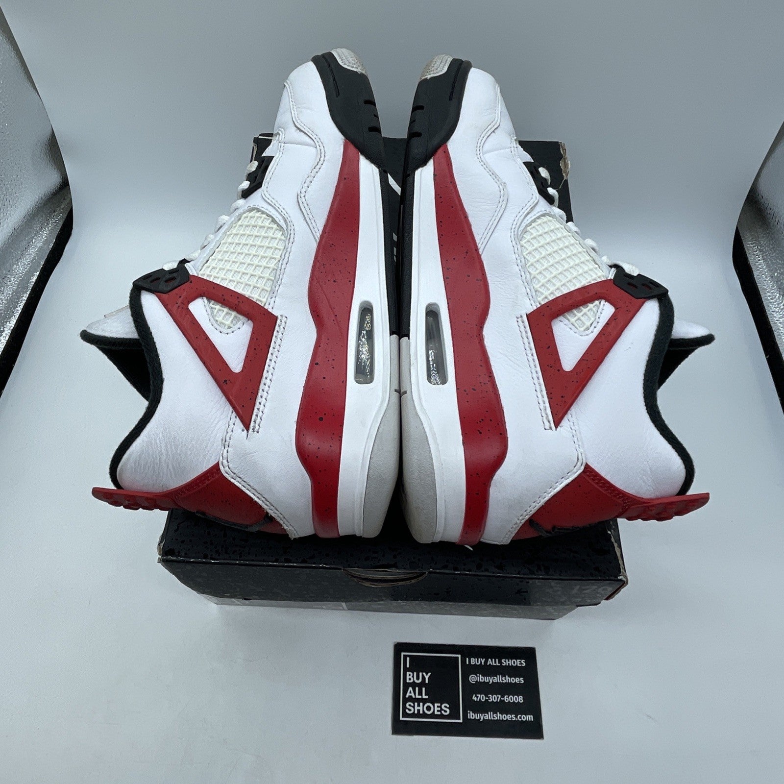 Size 7Y - Jordan 4 Retro Mid Red Cement White Red Black Leather (408452-161)