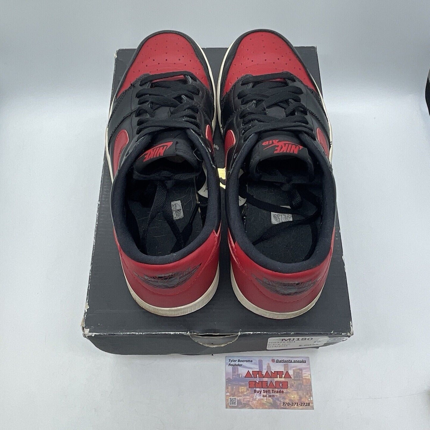 Size 10 - Air Jordan 1 Retro OG Low Bred White Red Black Leather (705329-001)