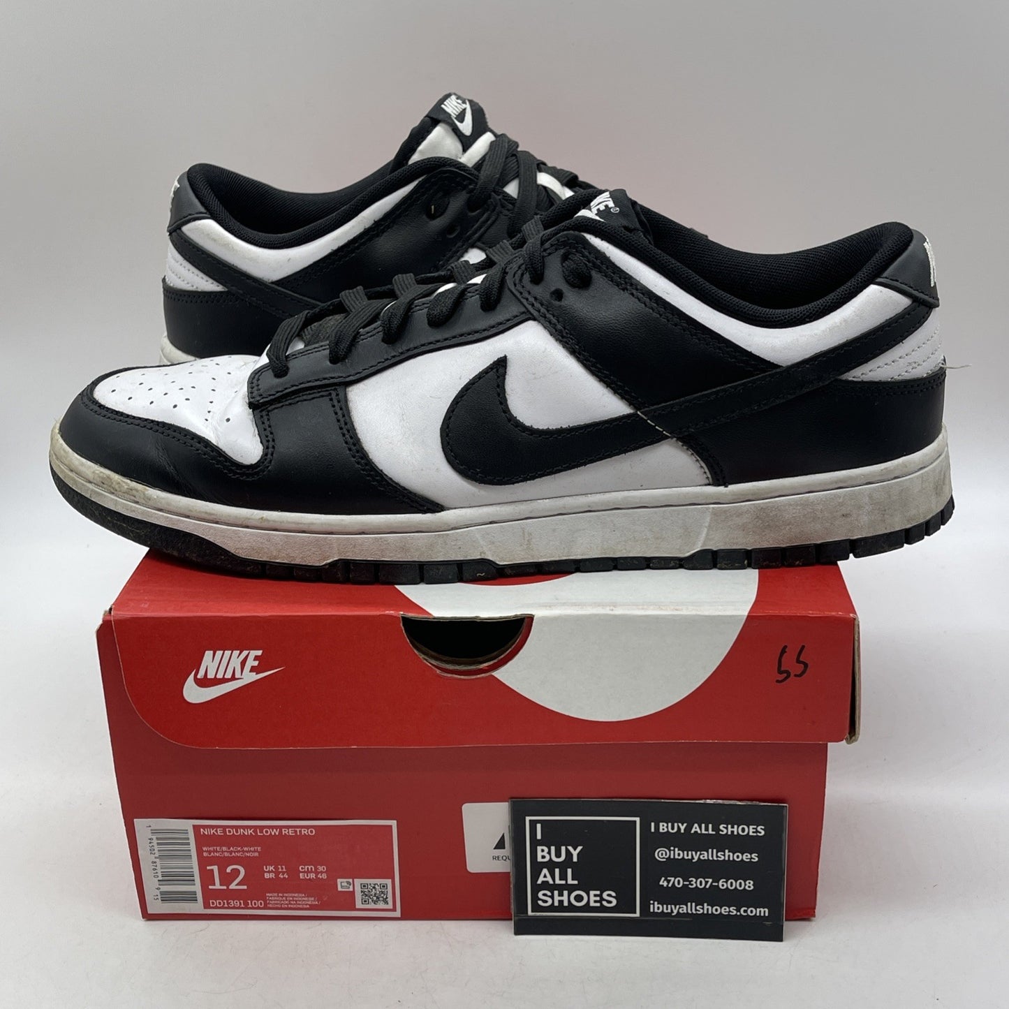 Size 12 - Nike Dunk Low Black White (DD1391-100)