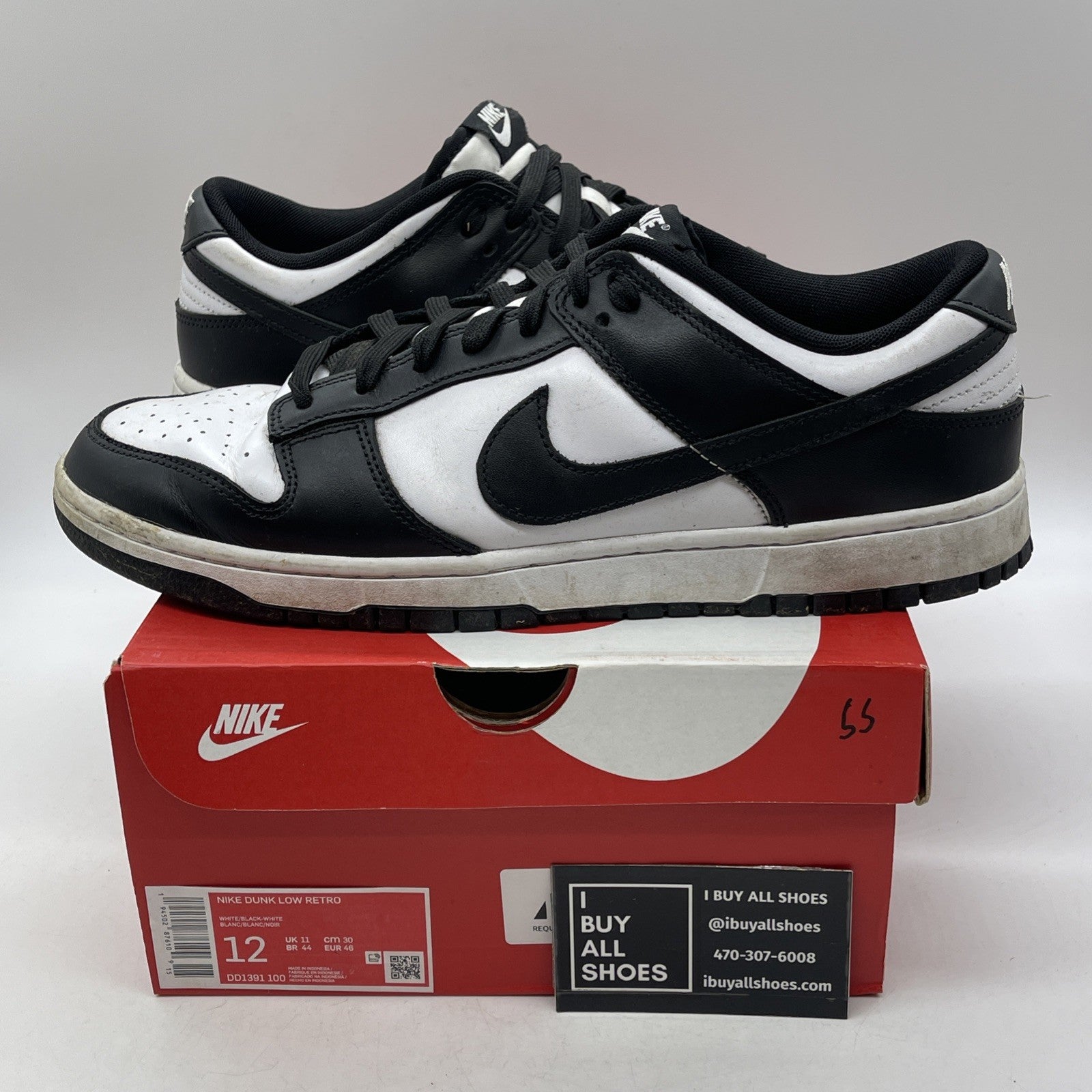 Size 12 - Nike Dunk Low Black White (DD1391-100)