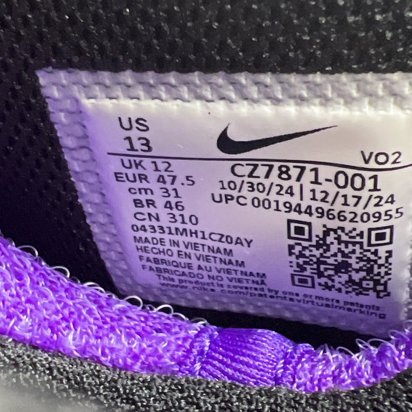 Size 13 - Nike Air Max 2 CB 94 Retro 2020 Black Purple (CZ7871-001)
