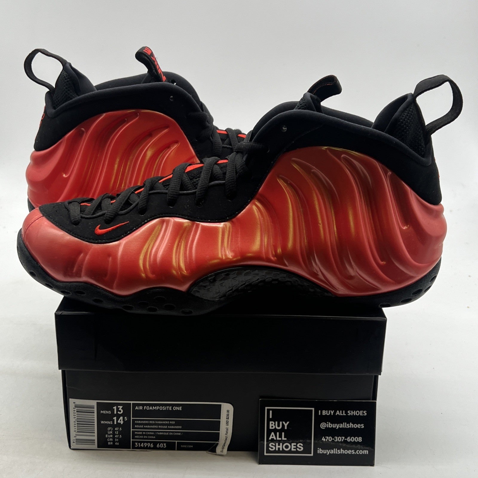 Size 13 - Nike Air Foamposite One Habanero Red (314996-603)