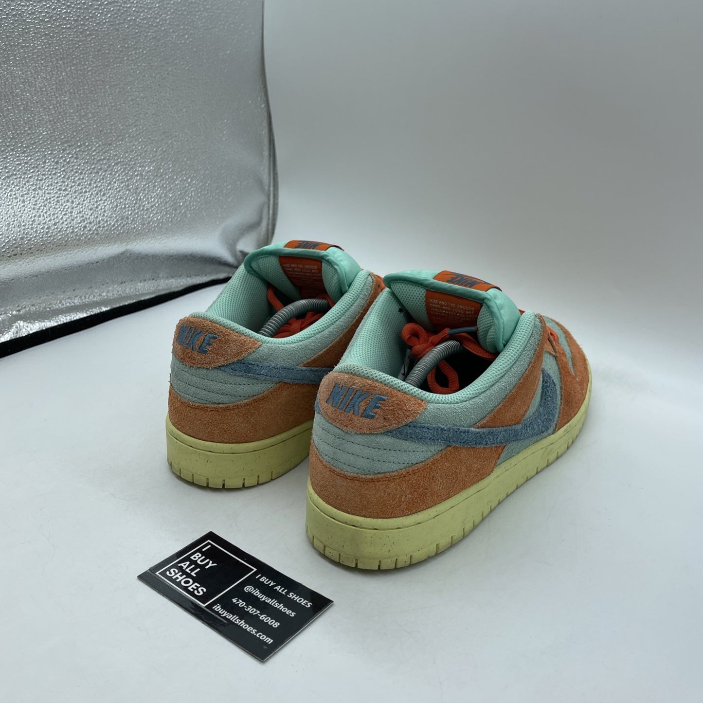Size 12 - Nike Dunk SB Low Orange Emerald Rise Blue Suede (DV5429-800)