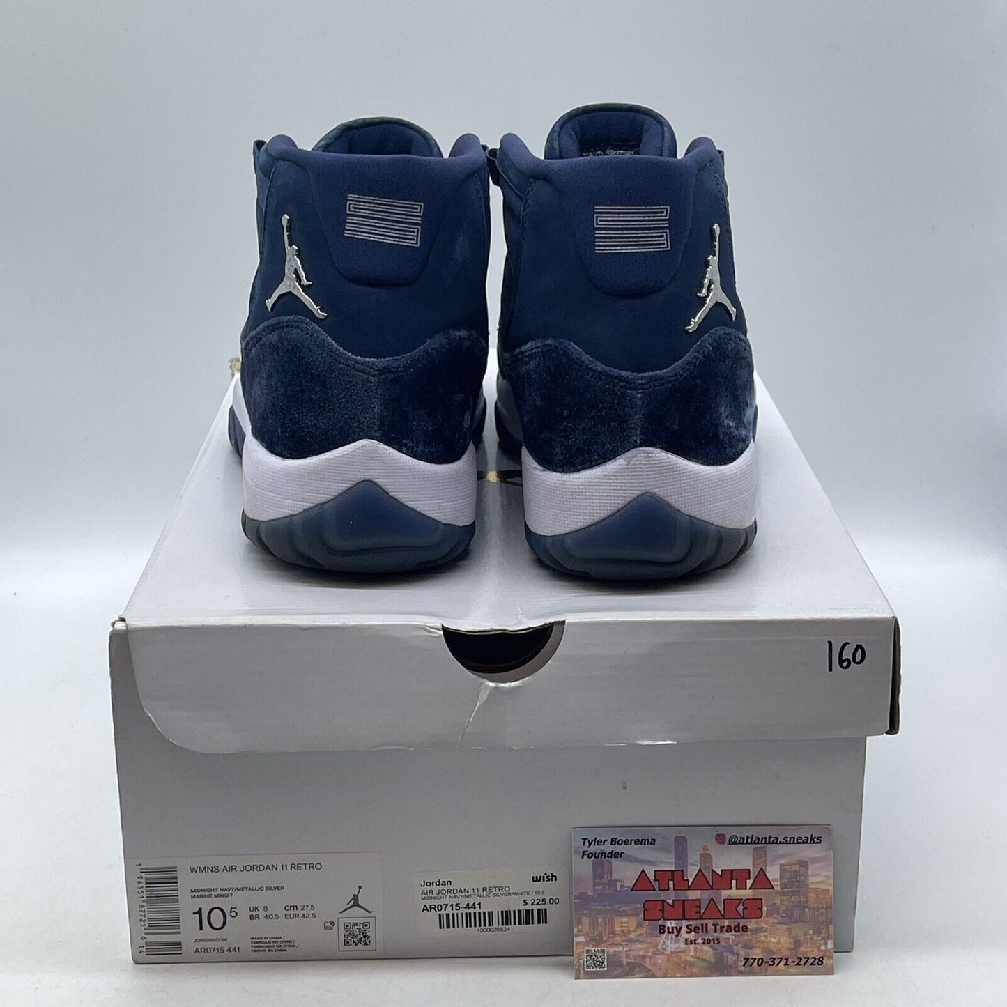 Size 10.5W - Jordan 11 Midnight Navy Velvet 2022 Silver White (AR0715-441)