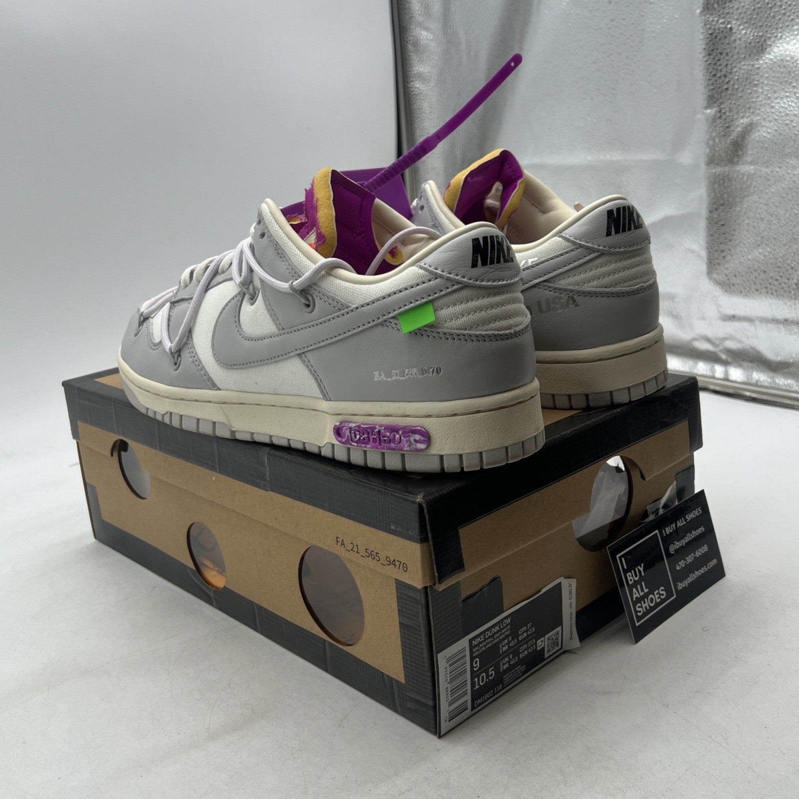 Size 9 - Off-White x Nike Dunk Low Lot 03 of 50 (DM1602-118)