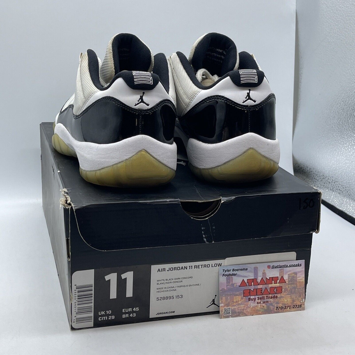 Size 11 - Air Jordan 11 Retro Low Concord Black Leather White Suede (528895-153)