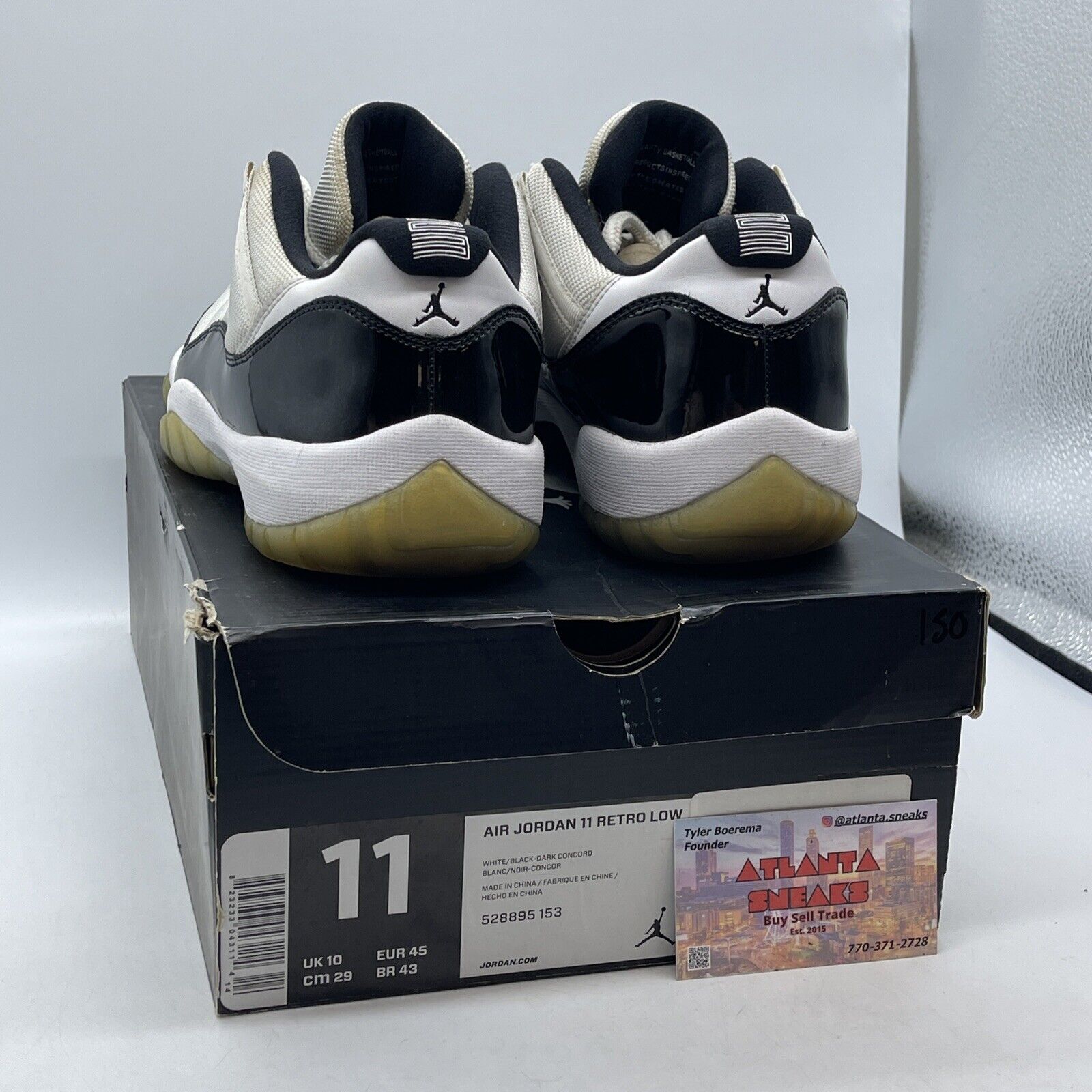 Size 11 - Air Jordan 11 Retro Low Concord Black Leather White Suede (528895-153)