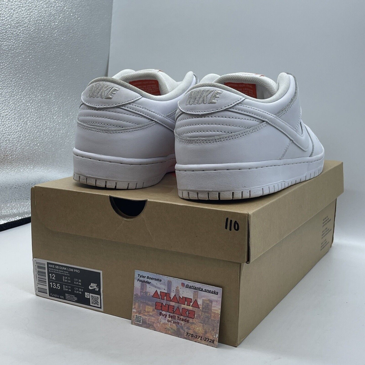 Size 12 - Nike SB Dunk Low Pro Triple White Leather Orange (FJ1674-100)