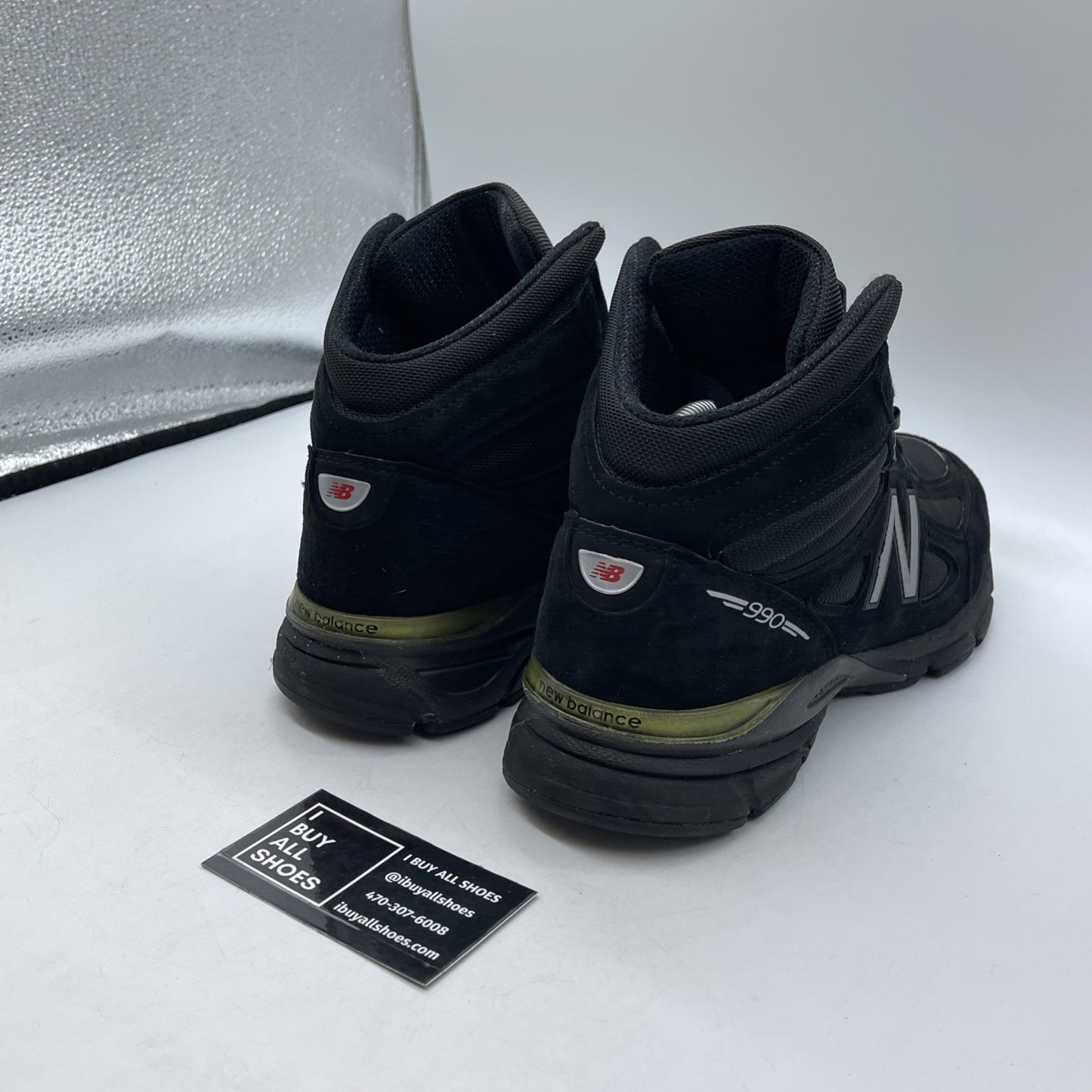 Size 9.5 - New Balance 990v4 Trail Hi Top Silver Black Suede (M0990BK4)
