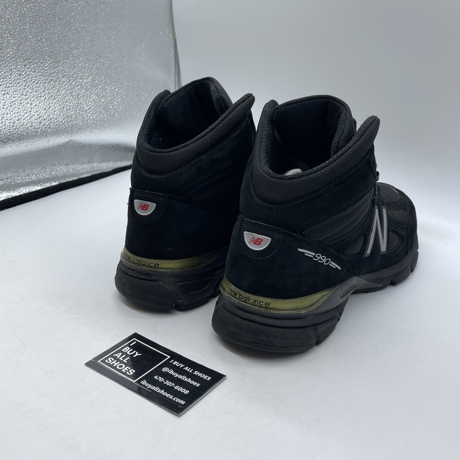 Size 9.5 - New Balance 990v4 Trail Hi Top Silver Black Suede (M0990BK4)