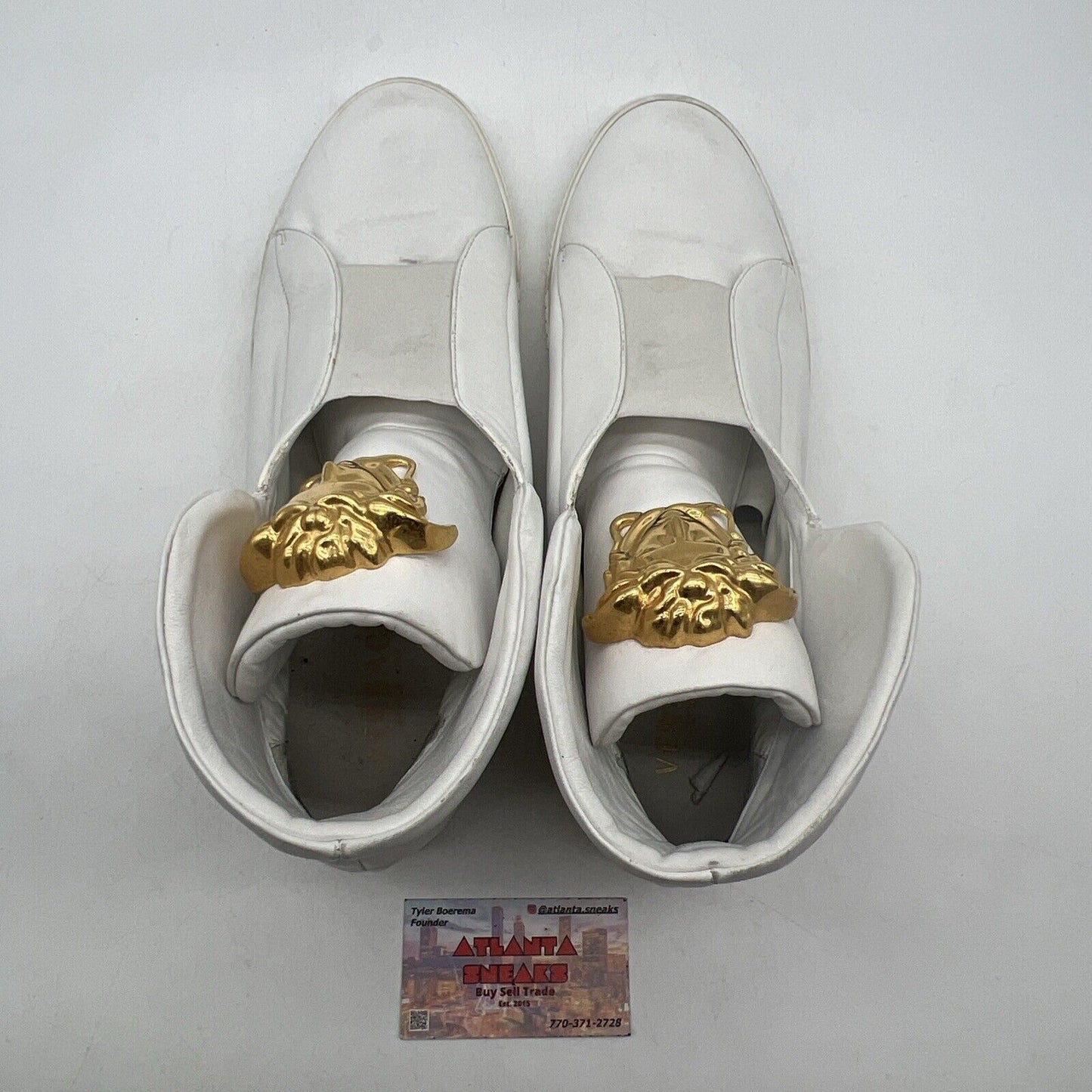 Size 14 - Versace Medusa Gold Sneaker Embellish Palazzo White