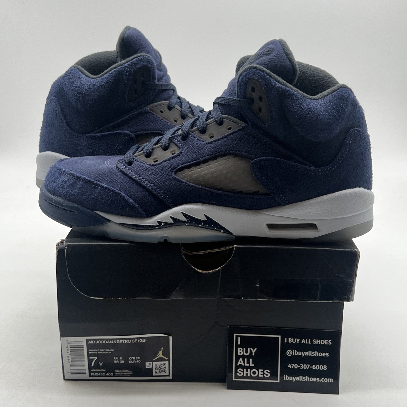 Size 7Y - Air Jordan 5 Retro SE GS Midnight Navy Georgetown Blue (FN5452-400)