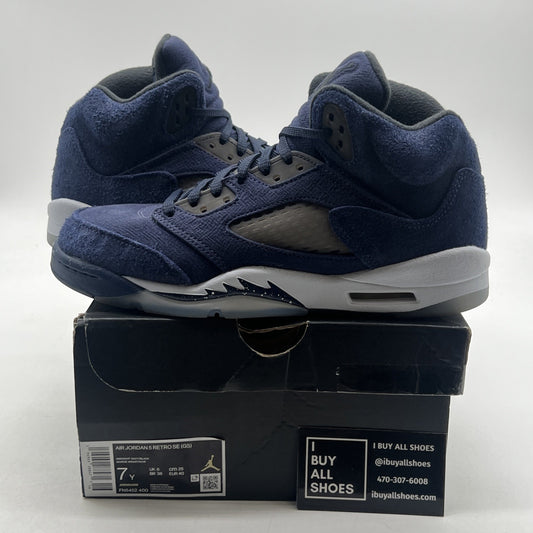 Size 7Y - Air Jordan 5 Retro SE GS Midnight Navy Georgetown Blue (FN5452-400)