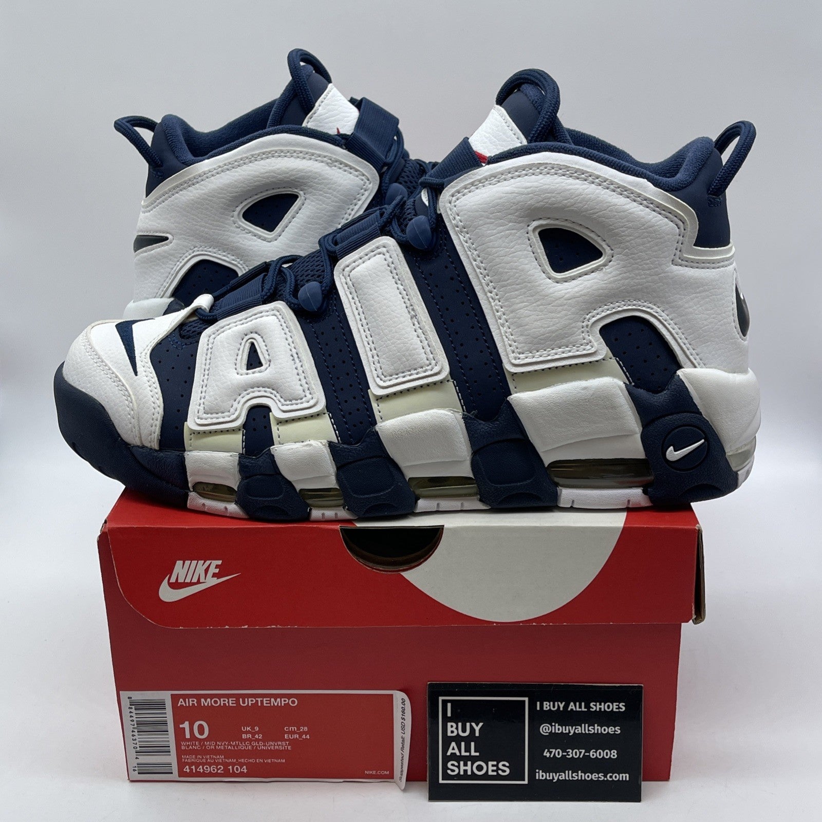 Size 10 - Nike Air More Uptempo 2016 Olympic Blue White Suede (414962-104)