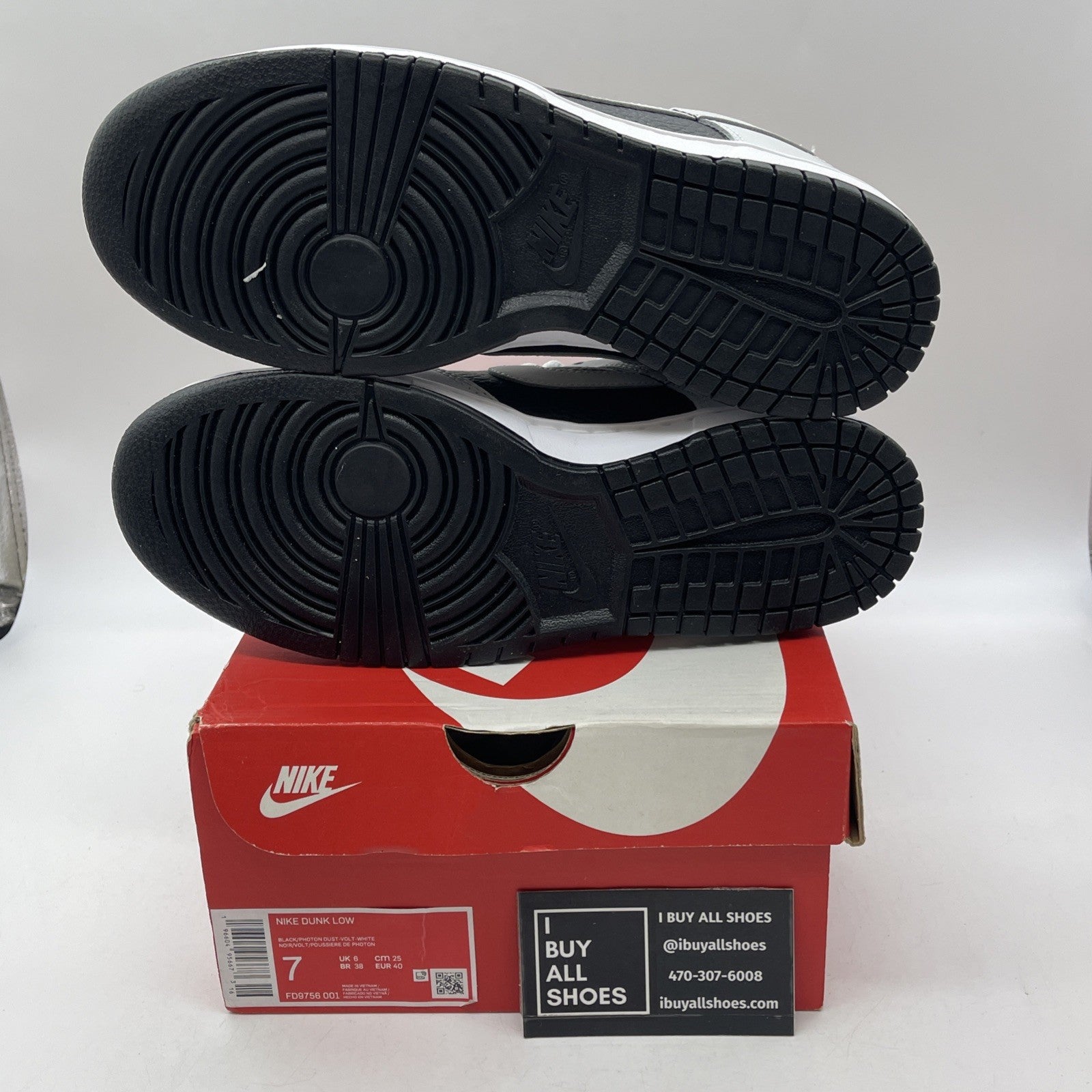 Size 7 - Nike Dunk Low Reverse Panda Neon Black Grey Leather (FD9756-001)