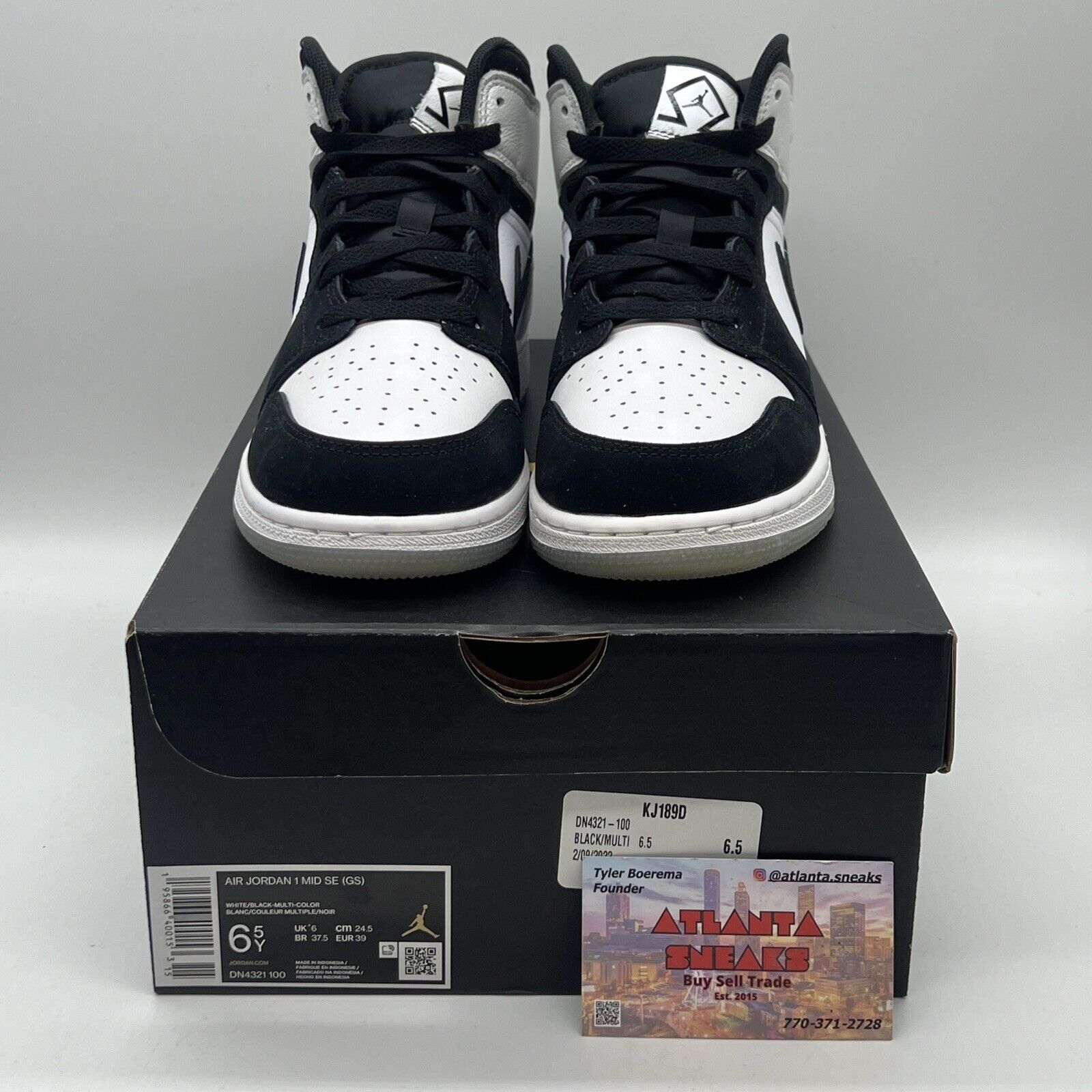 Size 6.5 - Jordan 1 Mid SE Diamond Brand New Og All Black White