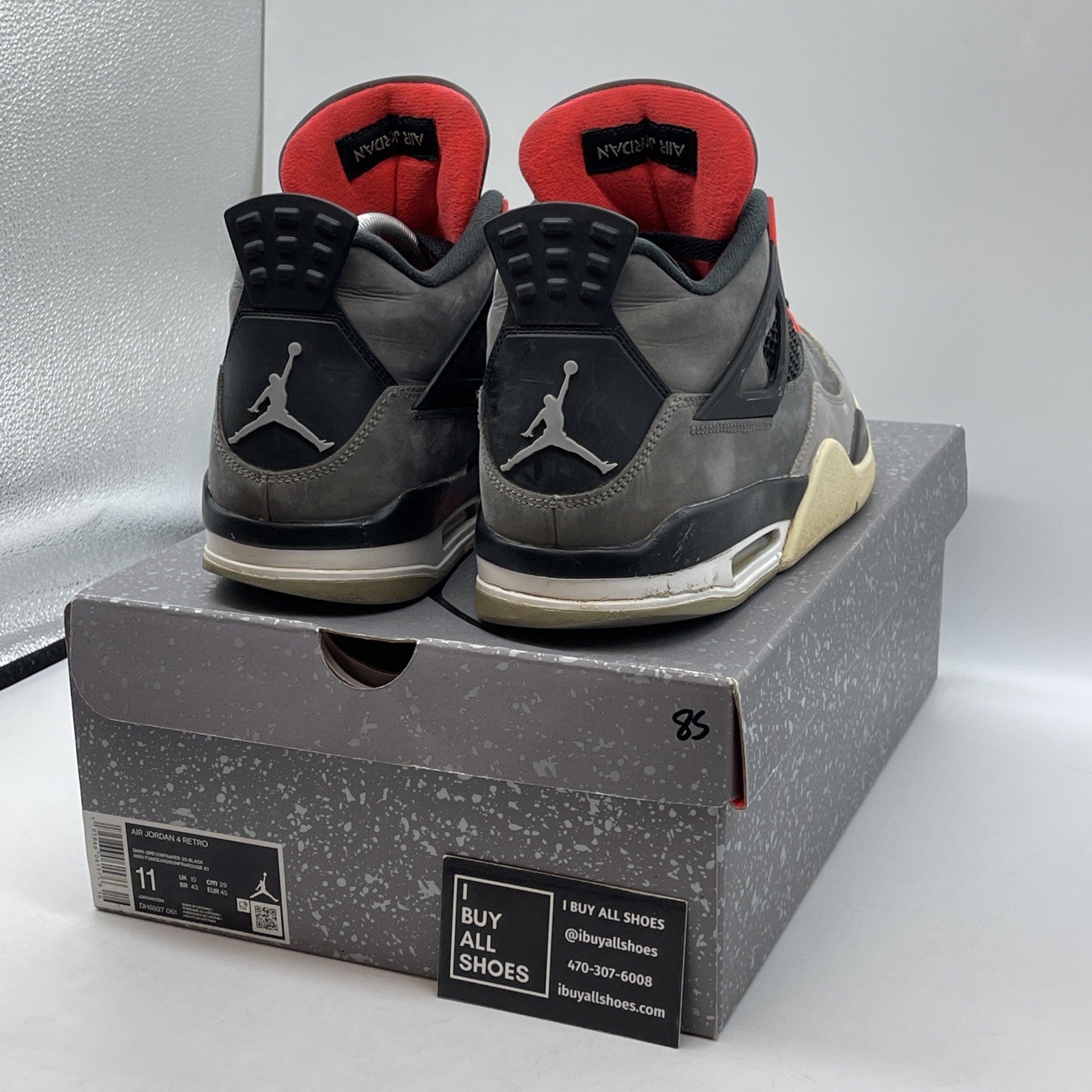 Size 11 - Jordan 4 Retro Mid Infrared Grey Black Suede (DH6927-061)