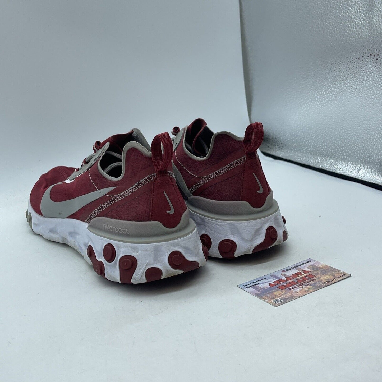 Size 12 - Nike React Element 55 Alabama Crimson Tide White Suede (CK4795-600)