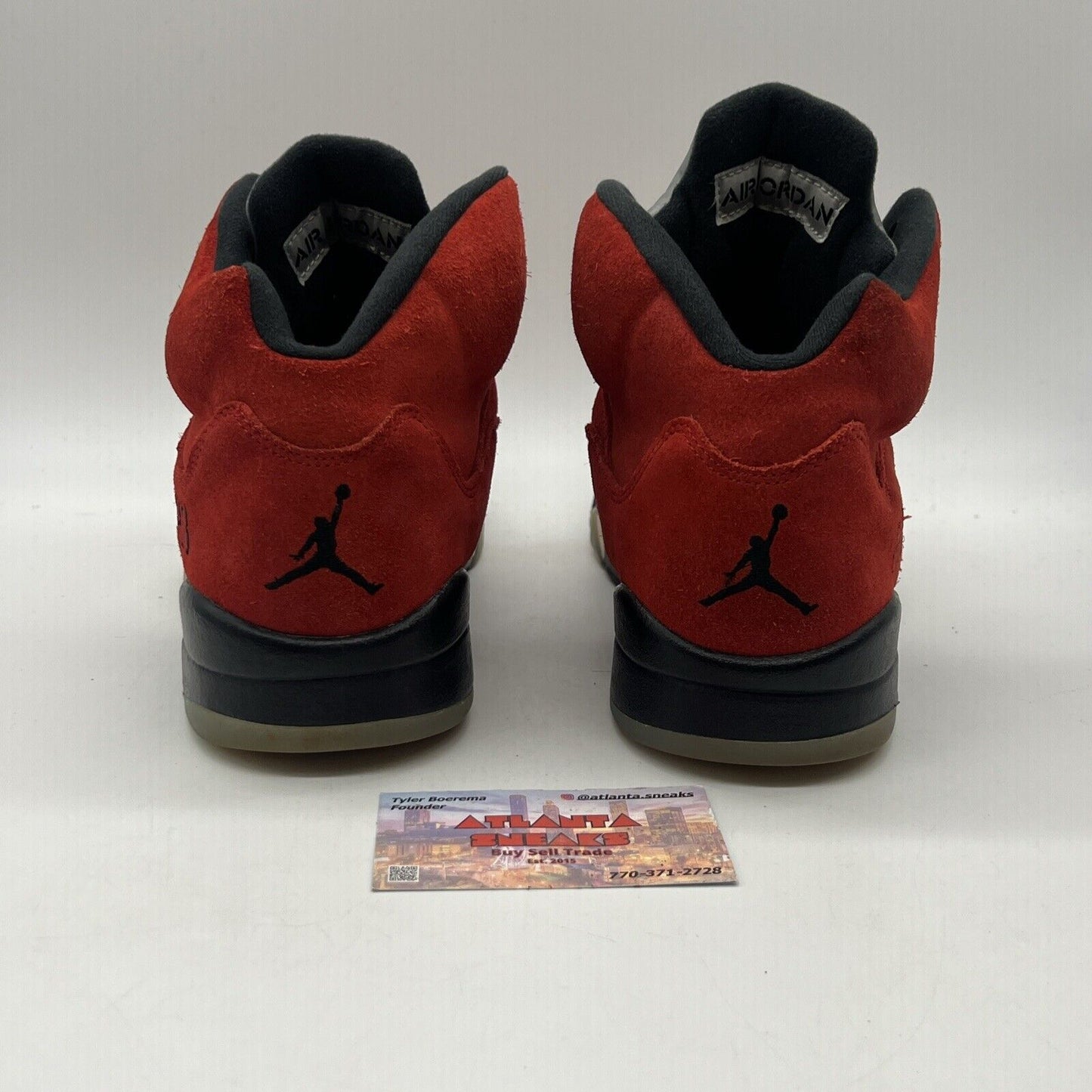 Size 10 - Jordan 5 Retro Mid Raging Bull Black Red Used Suede