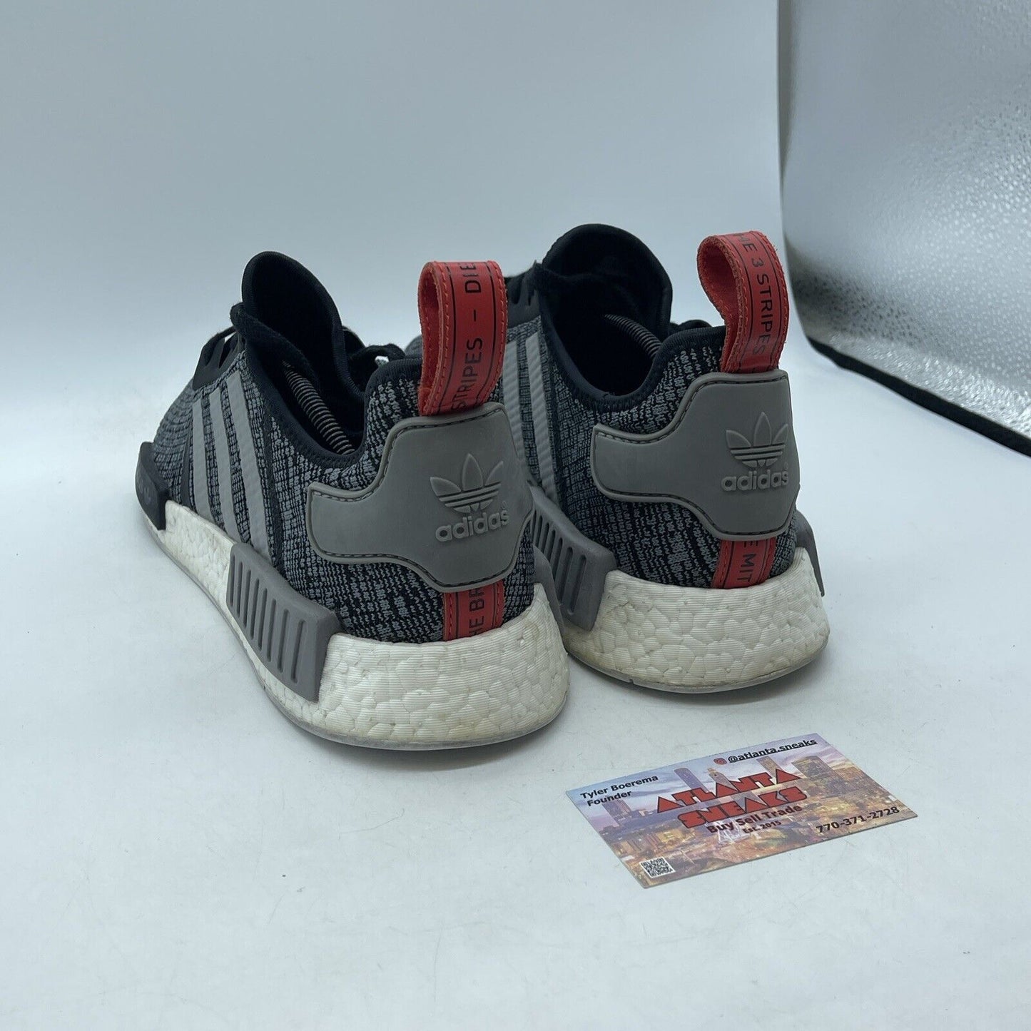 Size 13 - adidas NMD_R1 Glitch Black Grey White Red Suede Leather (BB2884)