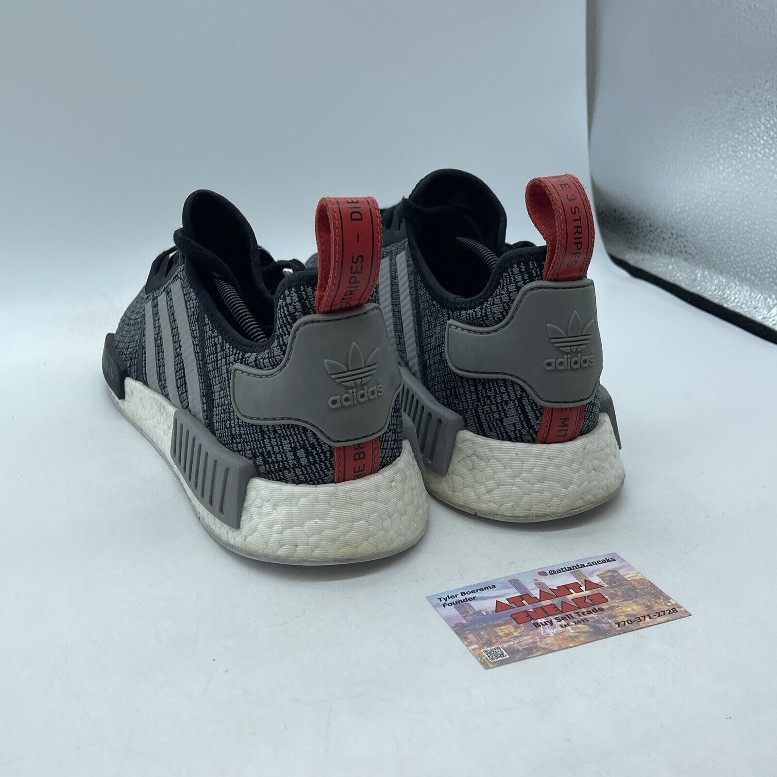 Size 13 - adidas NMD_R1 Glitch Black Grey White Red Suede Leather (BB2884)