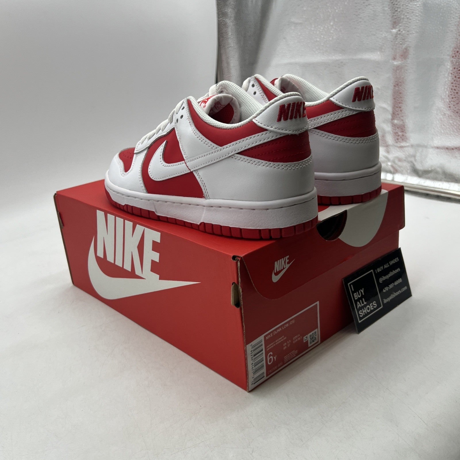 Size 6Y - Nike Dunk Low Shoes Youth White University Red GS (CW1590-600)