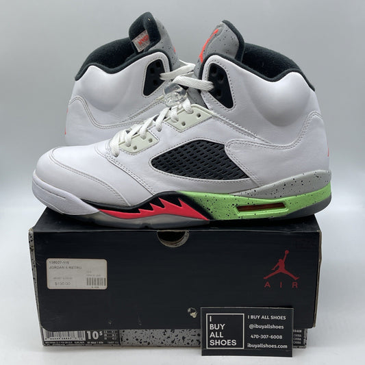 Size 10.5 - Air Jordan 5 Retro Pro Stars White Black Green Leather (136027-115)
