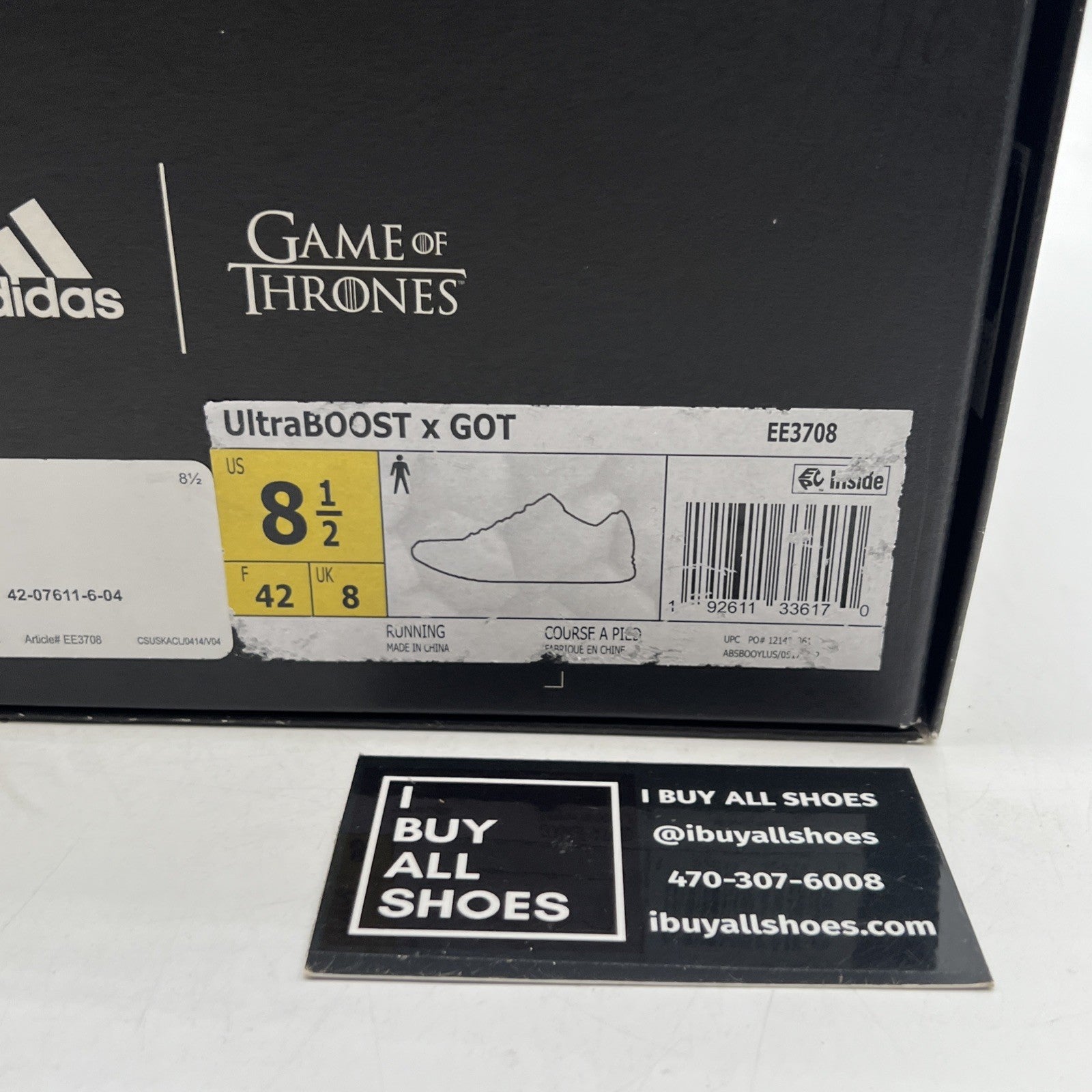 Size 8.5 - adidas Game Of Thrones x UltraBoost 4.0 White Walkers (EE3708)