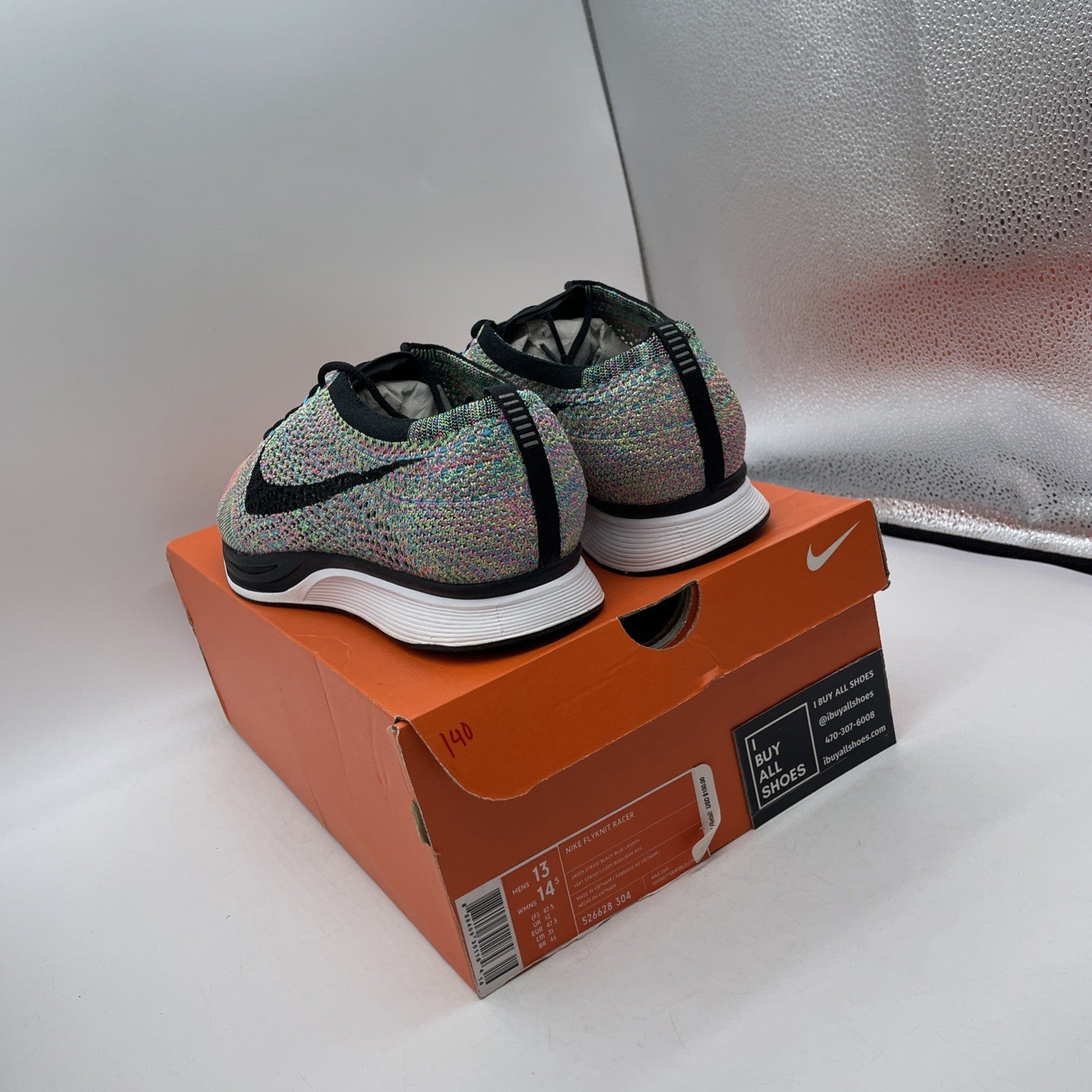 Size 13 - Nike Flyknit Racer 2015 Multi-Color Black Suede (526628-304)