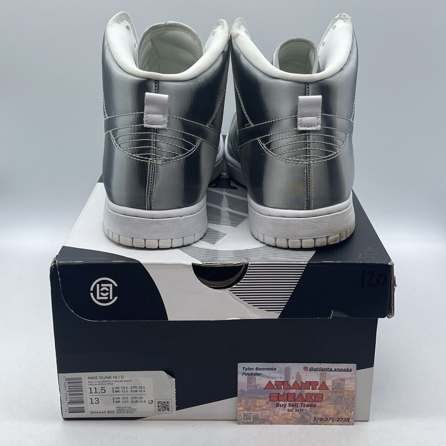 Size 11.5 - Nike CLOT x Dunk High Flux Silver Suede White (DH4444-900)